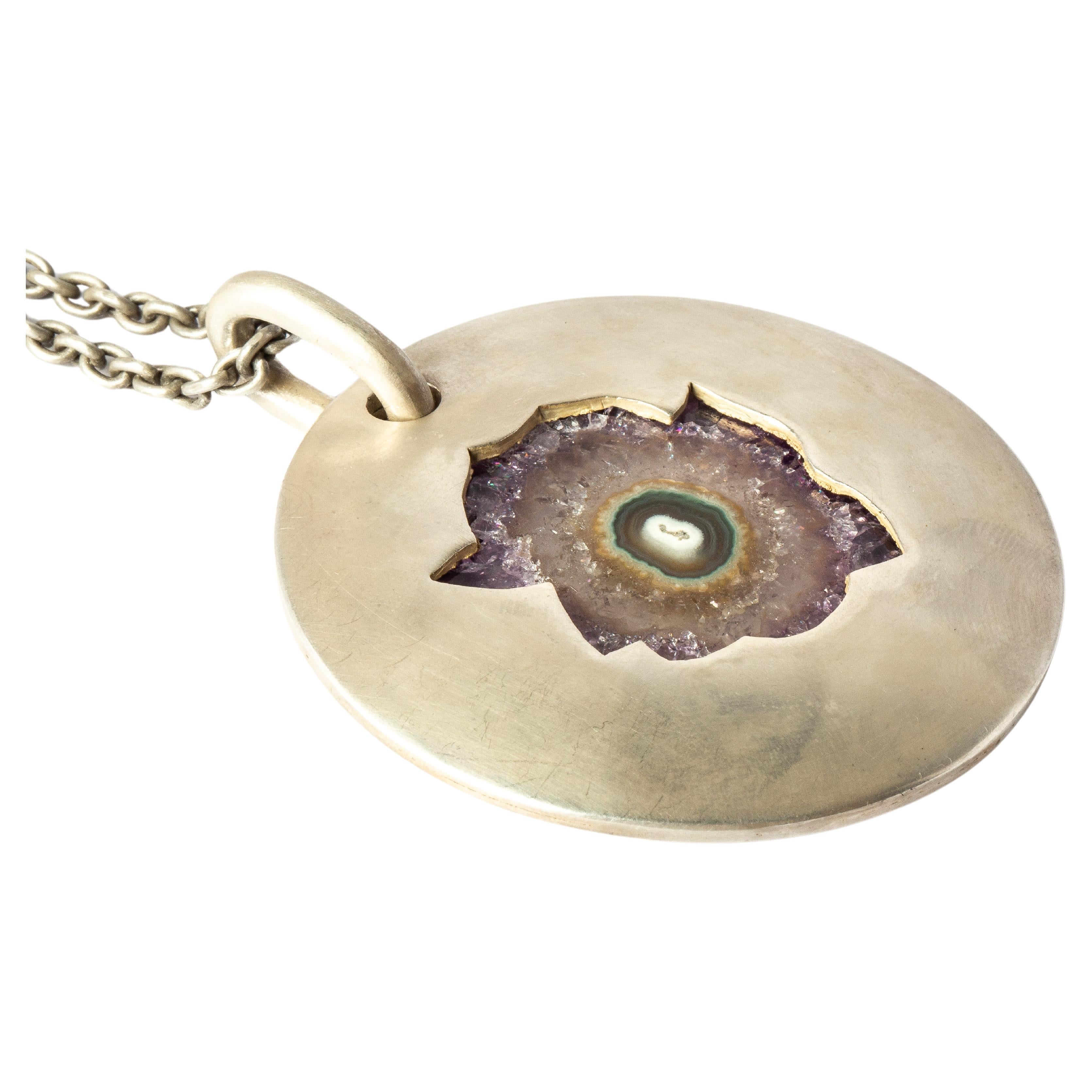 Disk Necklace (Amethyst Cross Section Stalactite, DA+AMEC) For Sale