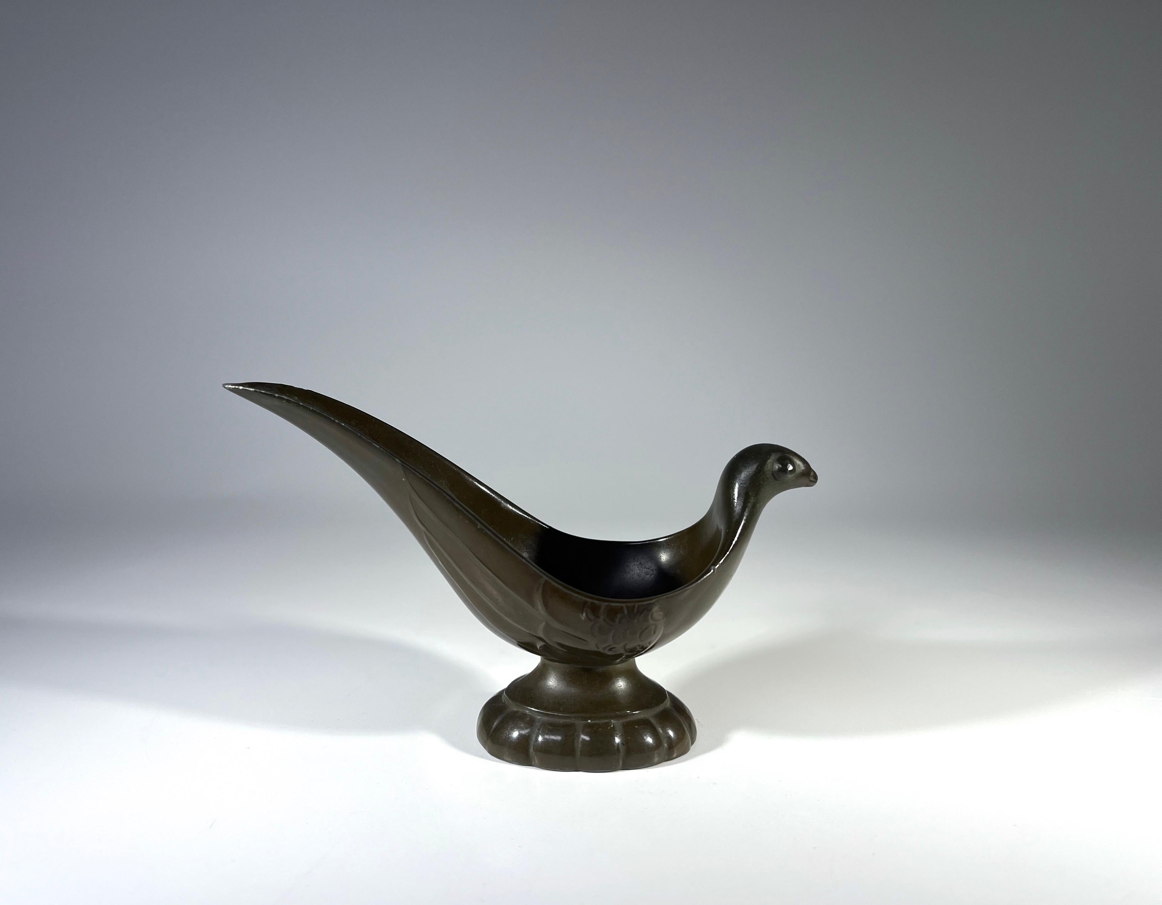 Art Déco Disko Metal Just Andersen, Danimarca 1930 Art Deco Stylised Bird Pipe Rest in vendita