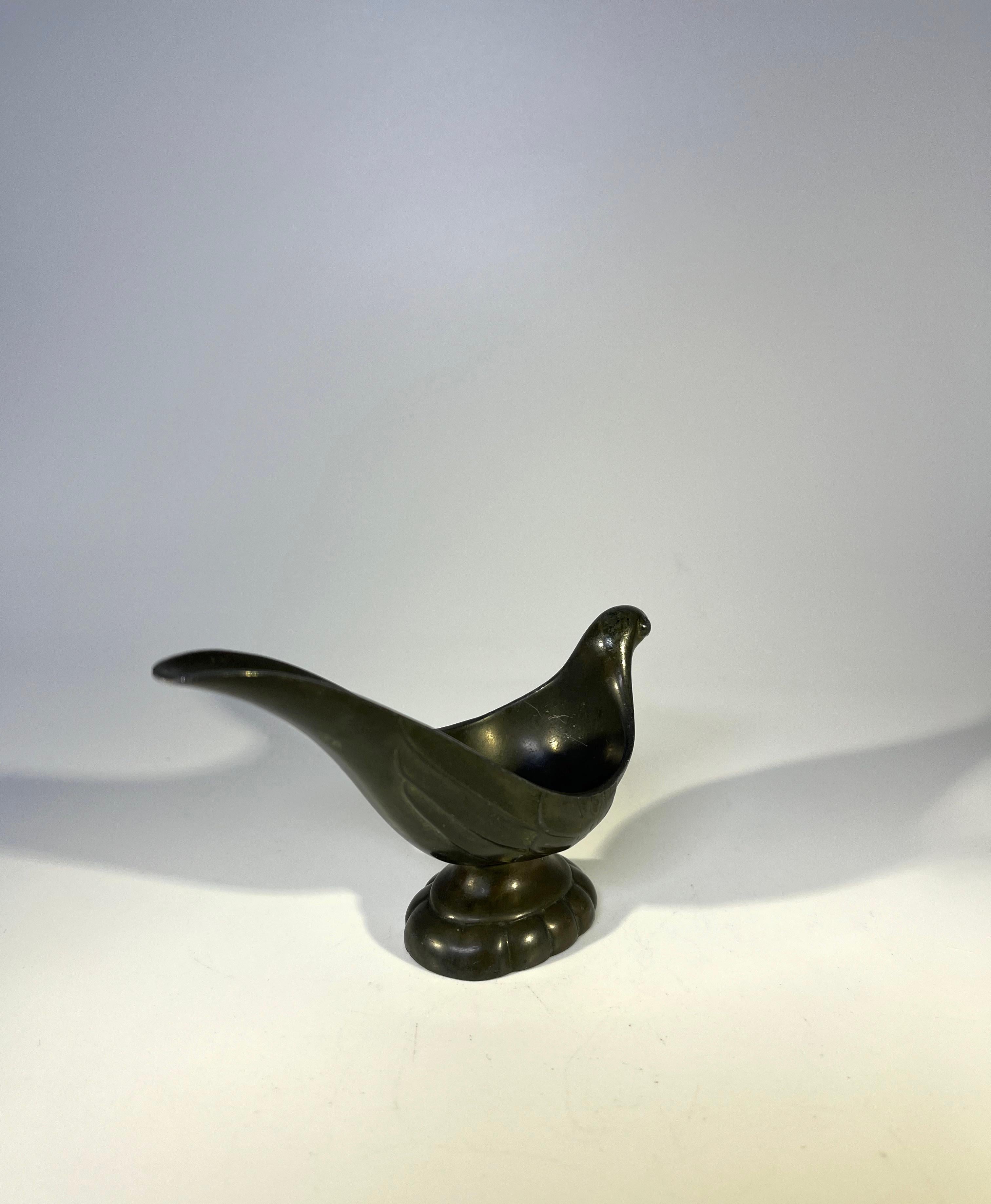 Cast Disko Metal Just Andersen, Denmark 1930s Art Deco Stylised Bird Pipe Rest For Sale