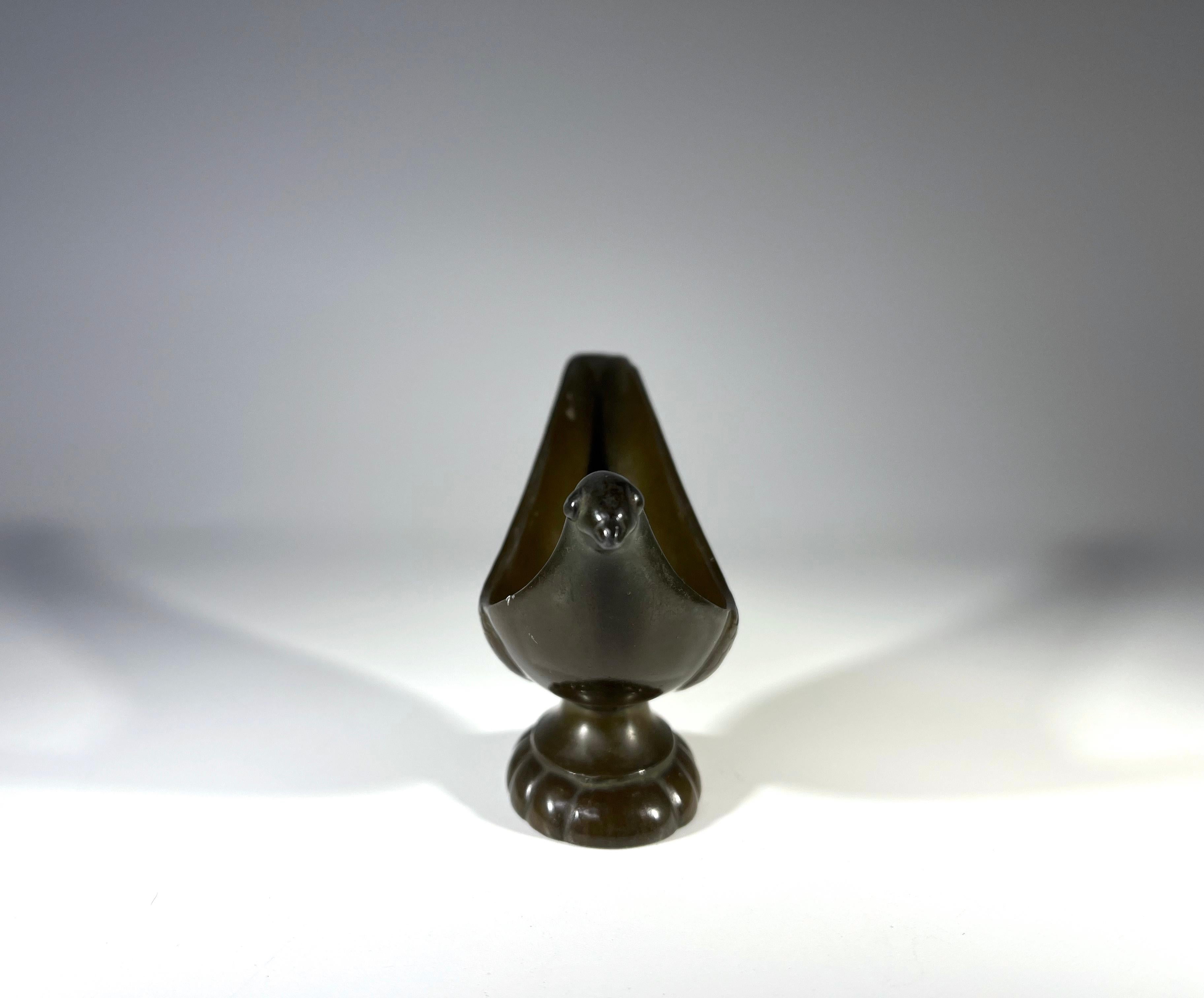 Calco Disko Metal Just Andersen, Danimarca 1930 Art Deco Stylised Bird Pipe Rest in vendita