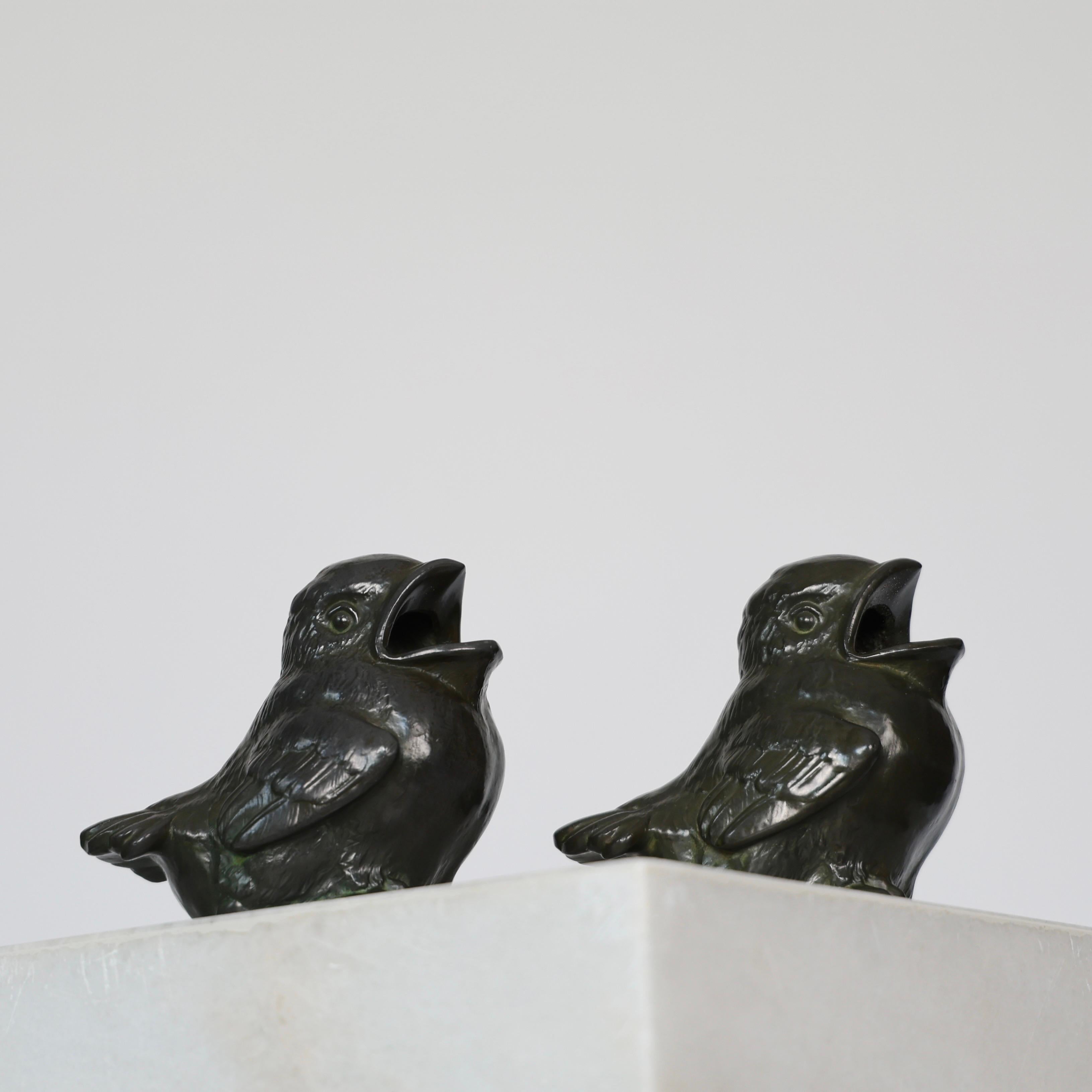 Art Deco Diskometal Birds by Just Andersen, 1940s, Denmark For Sale