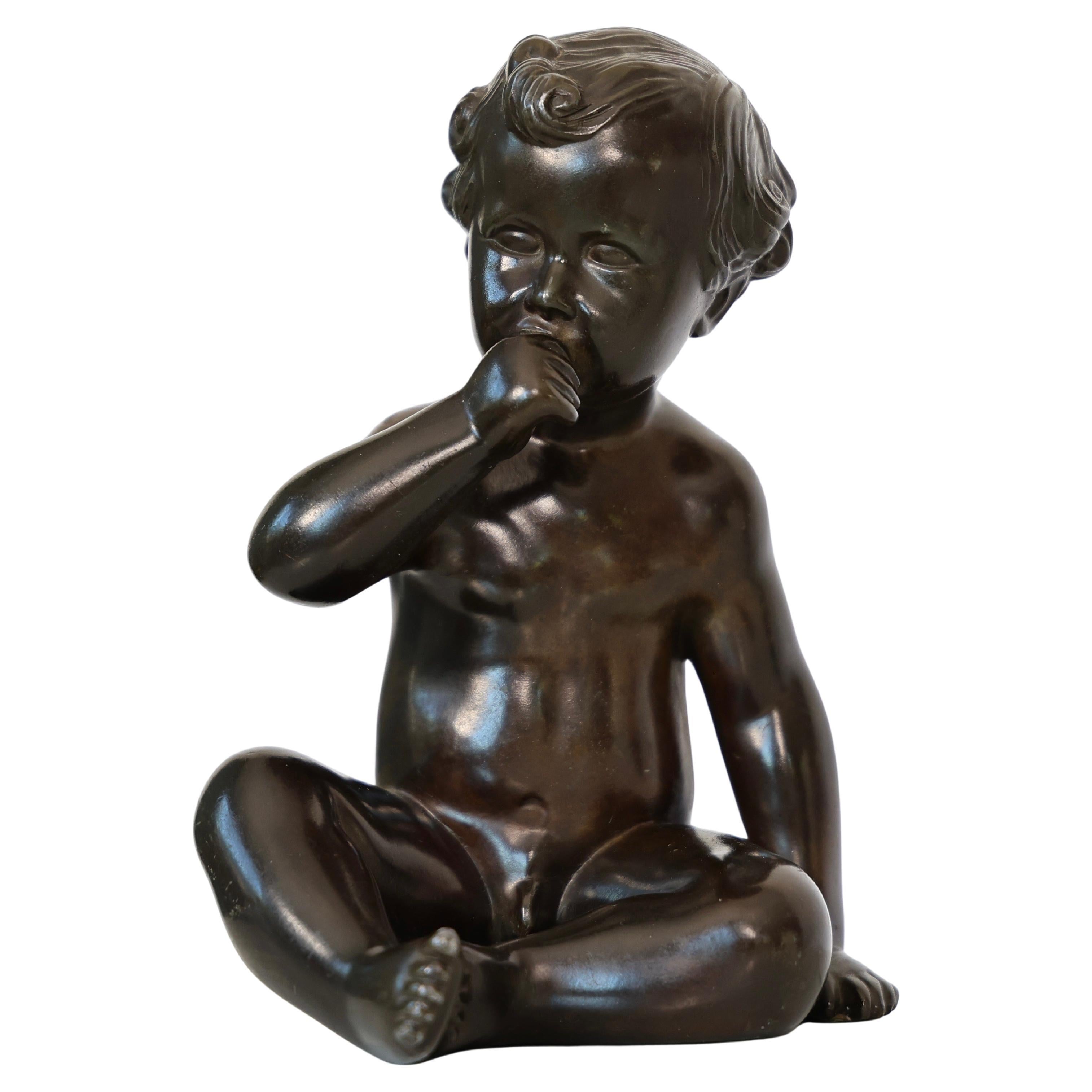 Diskometal Bust of Boy by Just Andersen, 1930s, Denmark For Sale
