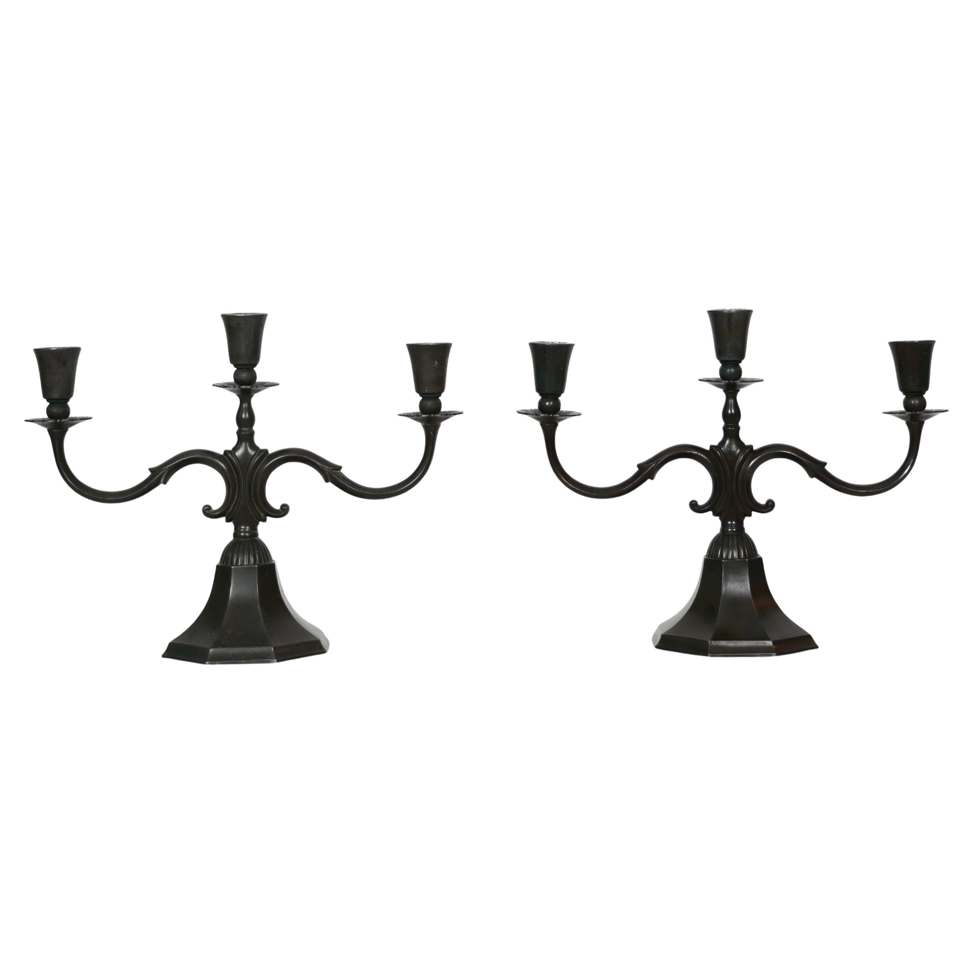 Diskometal Candelabras made by Just Andersen, 1920s, Denmark For Sale