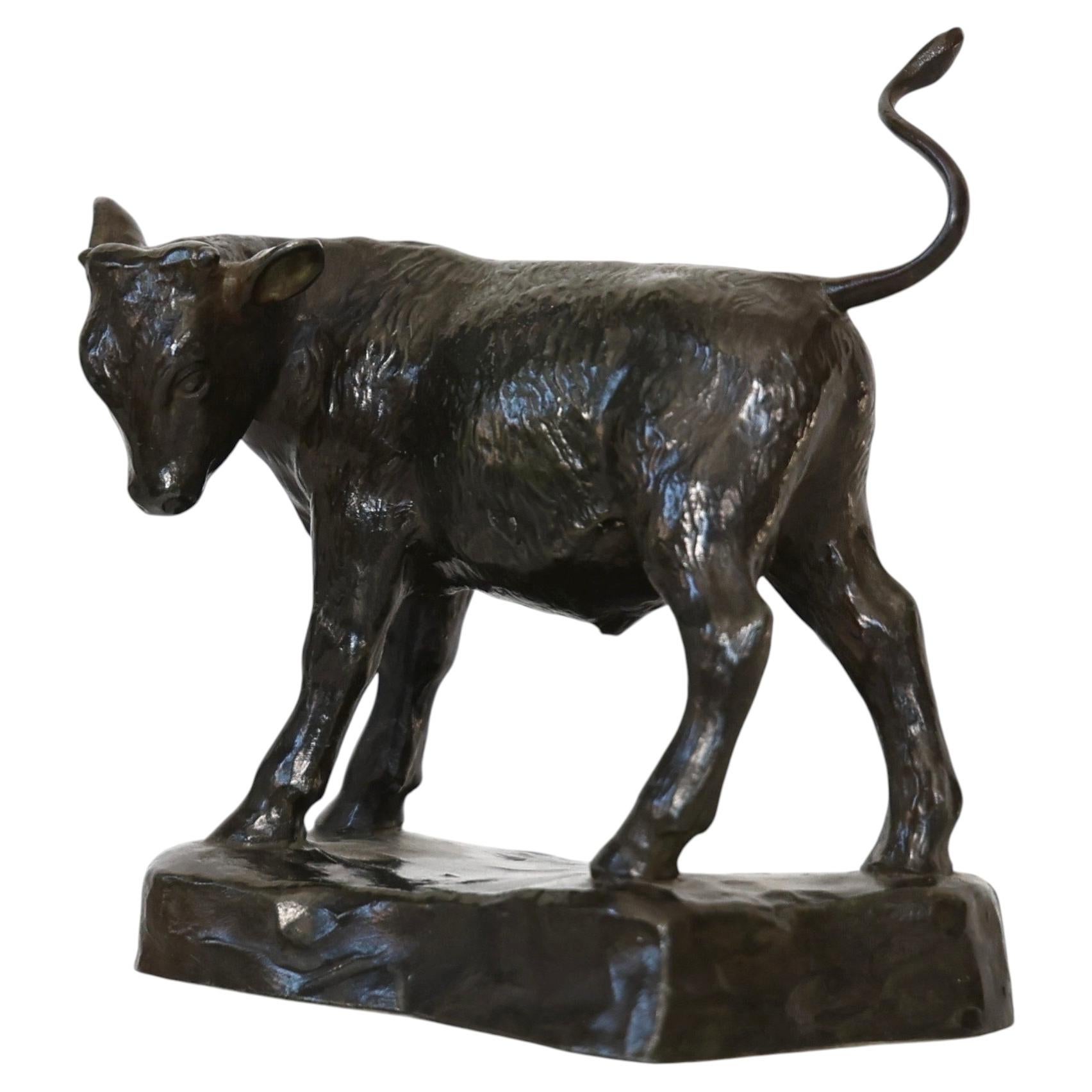 Diskometal Sculpture of Calf designed by Just Andersen, 1930s, Denmark