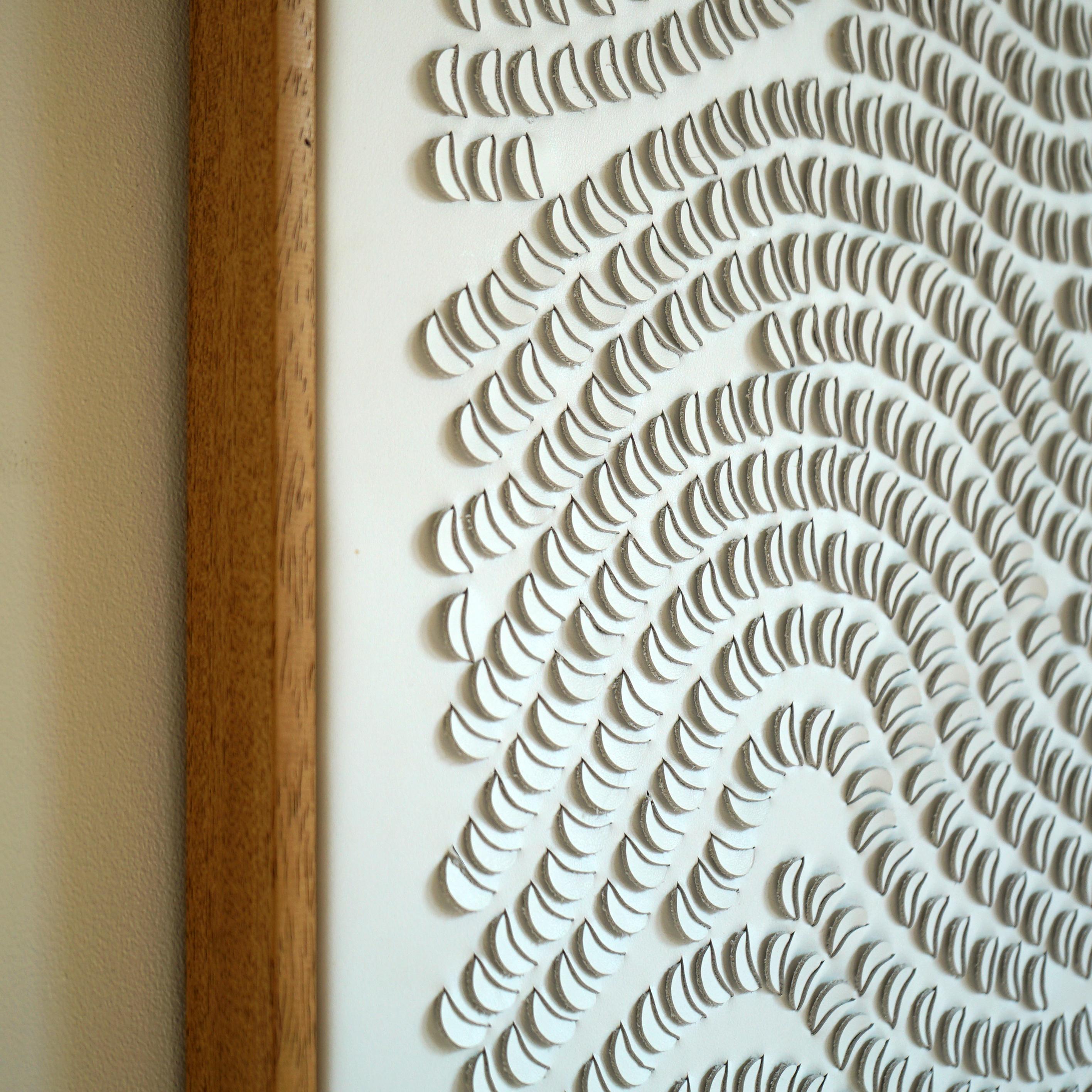 Disks, A Piece of 3D Sculptural White Leather Wall Art  For Sale 3