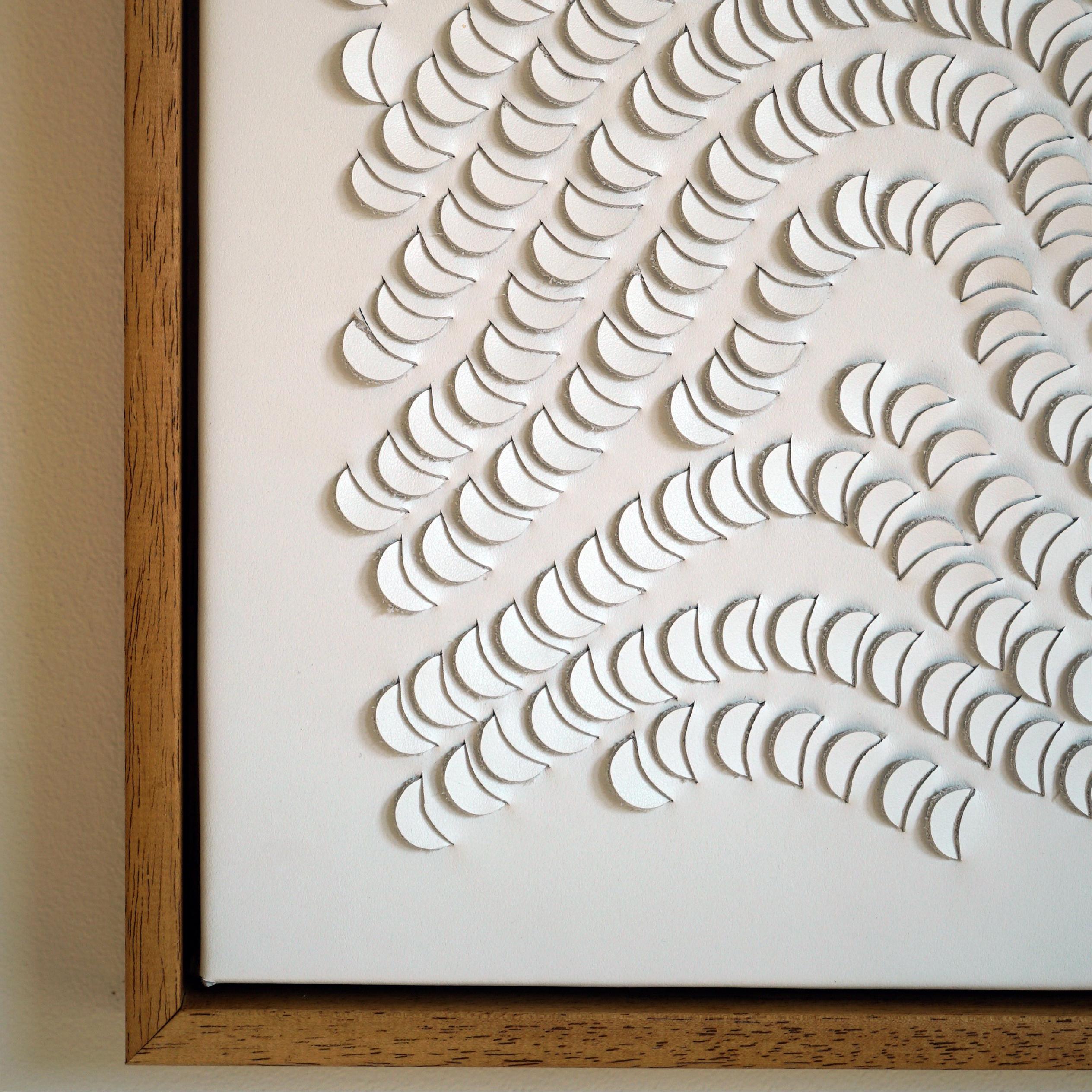 Disks, A Piece of 3D Sculptural White Leather Wall Art  In New Condition For Sale In Margate, GB
