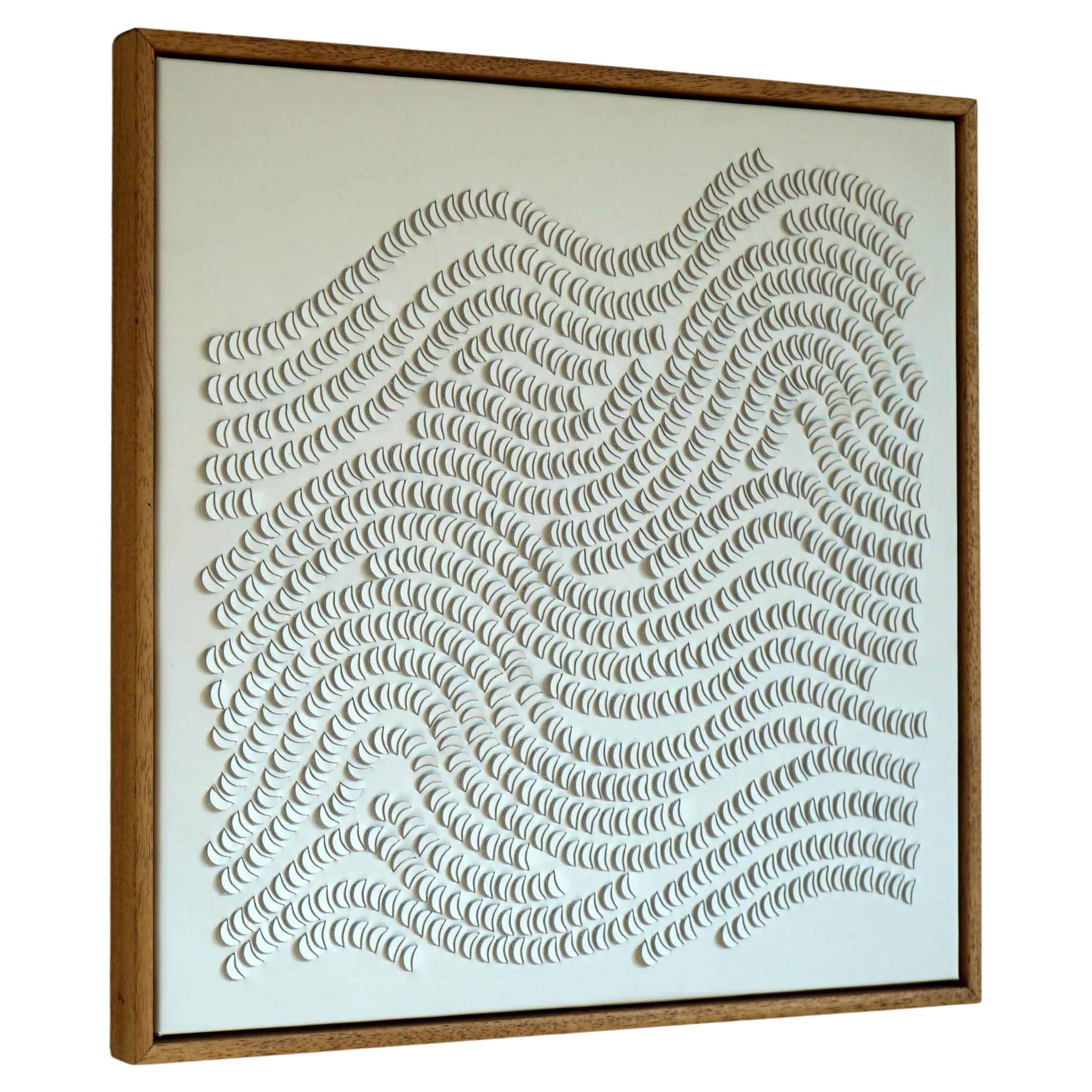 Disks, A Piece of 3D Sculptural White Leather Wall Art  For Sale