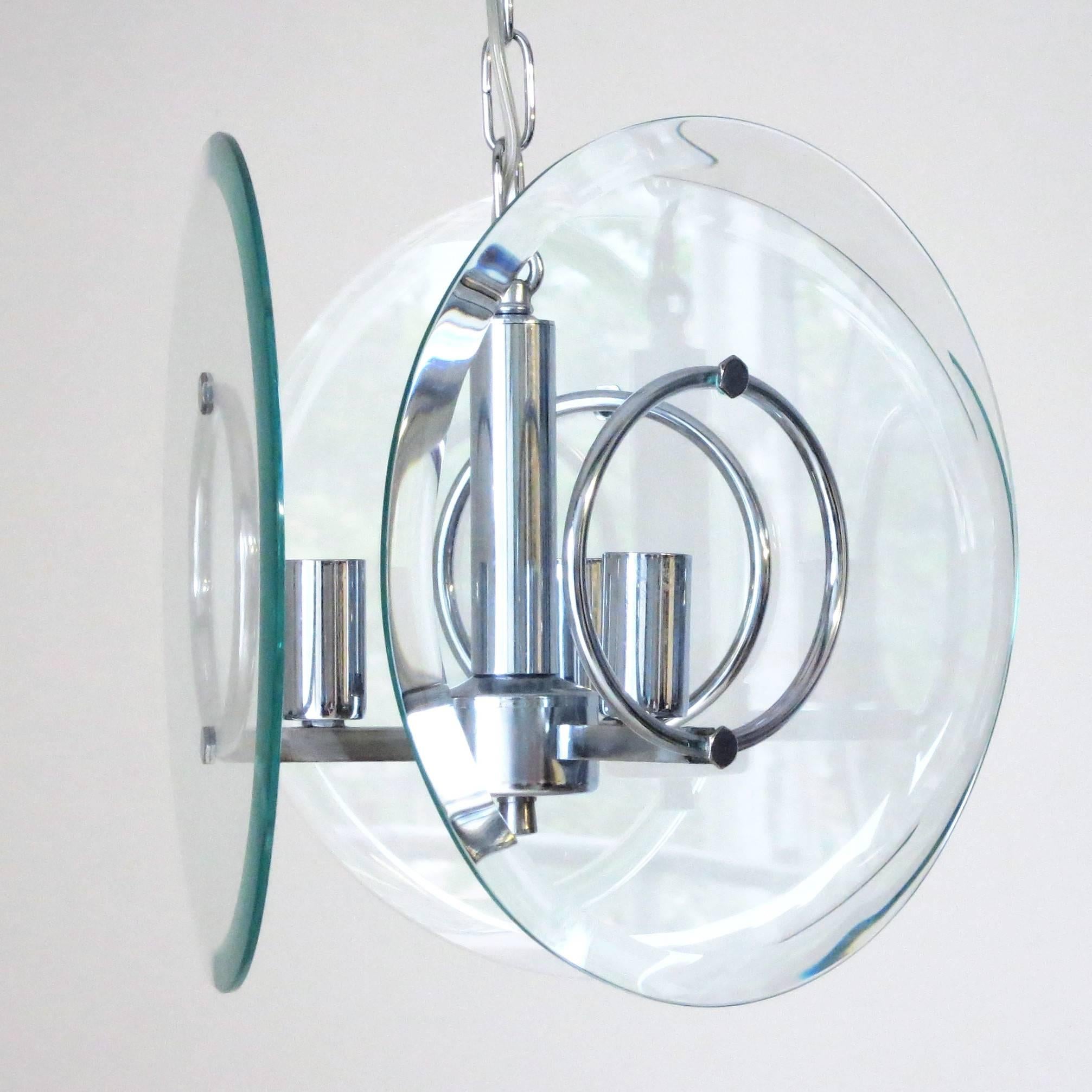 Mid-Century Modern Disc Pendant by Cristal Art