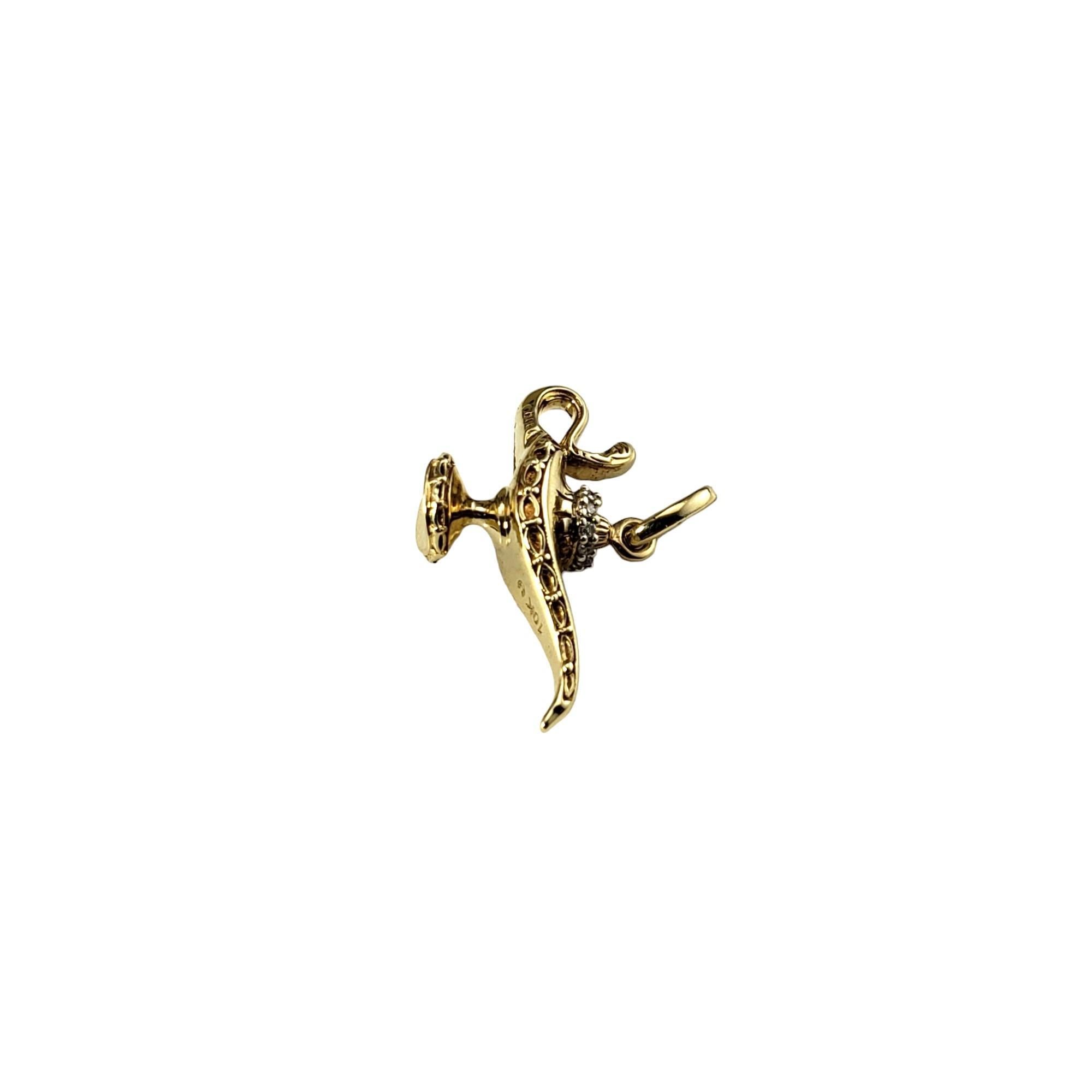 Round Cut Disney 10 Karat Yellow Gold Diamond Aladdin Genie Charm #16730 For Sale