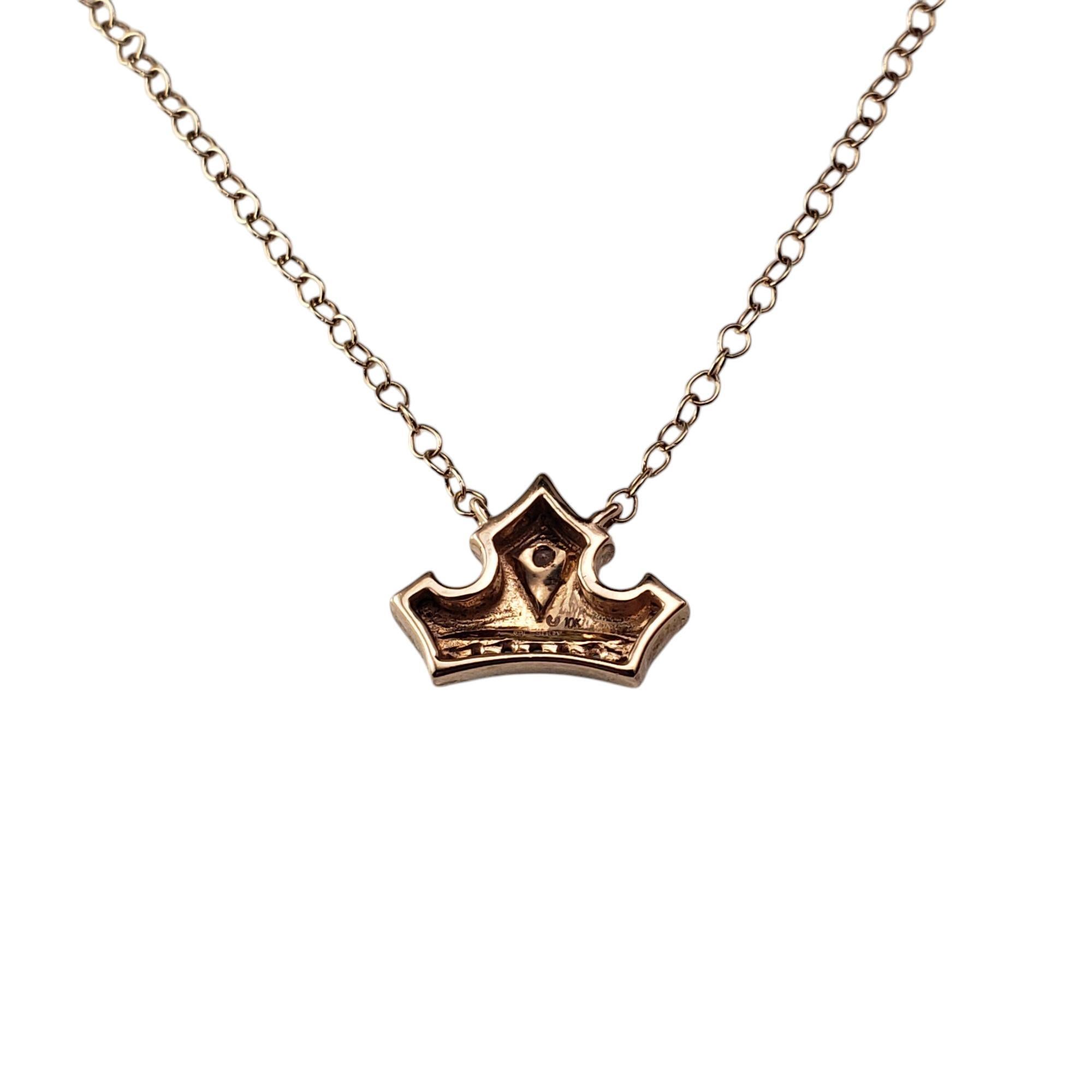 Women's Disney 10K Rose Gold Pink Topaz and Diamond Aurora Crown Necklace #20965