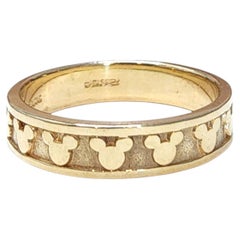 Disney 10K Yellow Gold Mickey Mouse Band Size 5.75 #25625