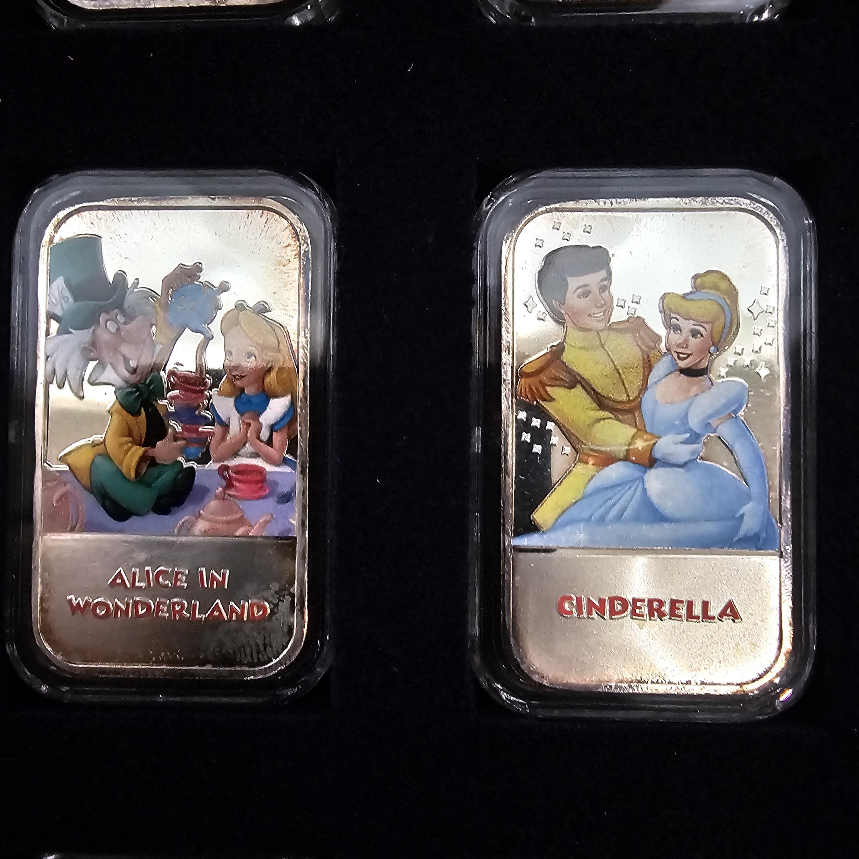 Disney 12oz 999 Silver Ingot Bar Enamel Box Set Mickey Mermaid Lion King Bambi en vente 6