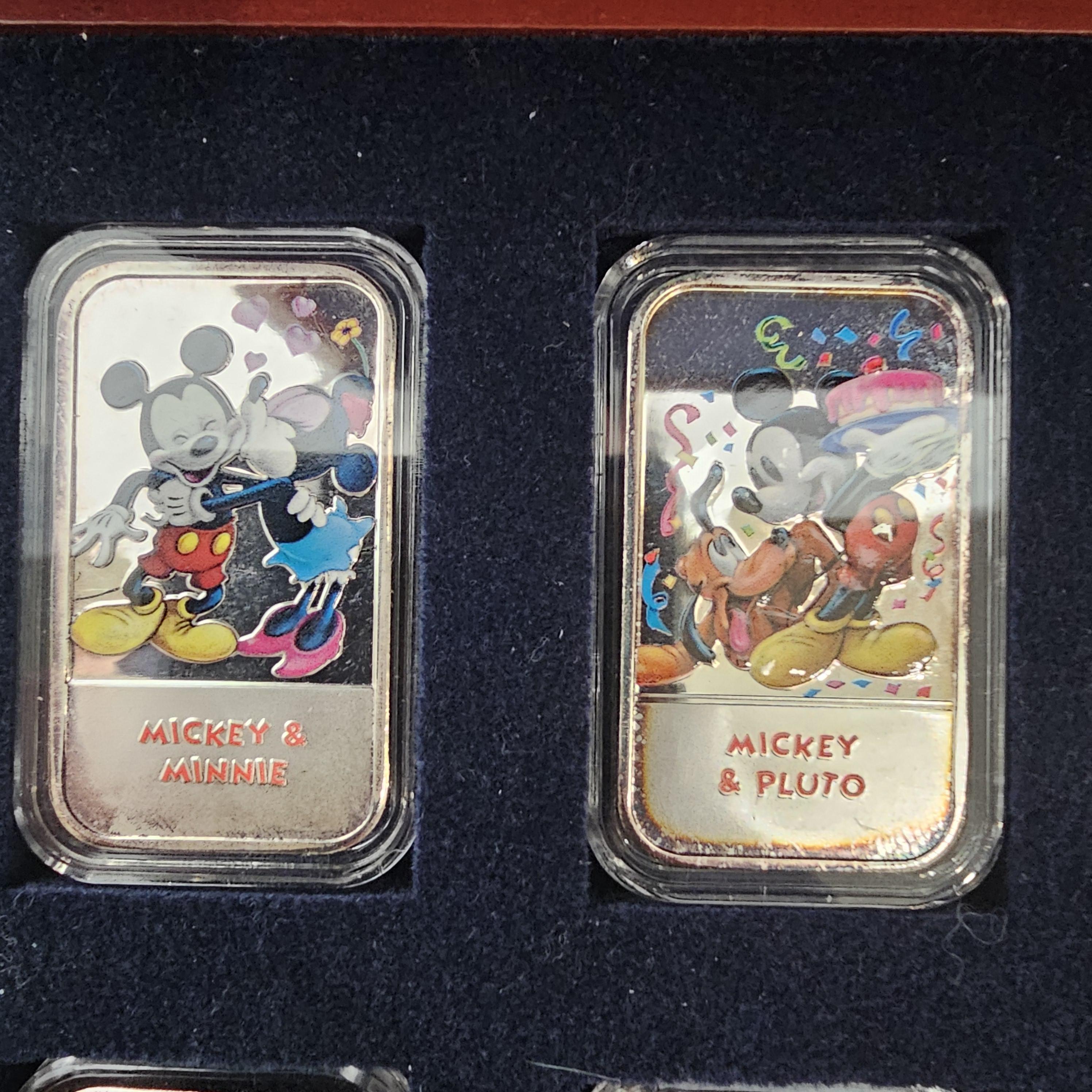 Disney 12oz 999 Silver Ingot Bar Enamel Box Set Mickey Mermaid Lion King Bambi en vente 9