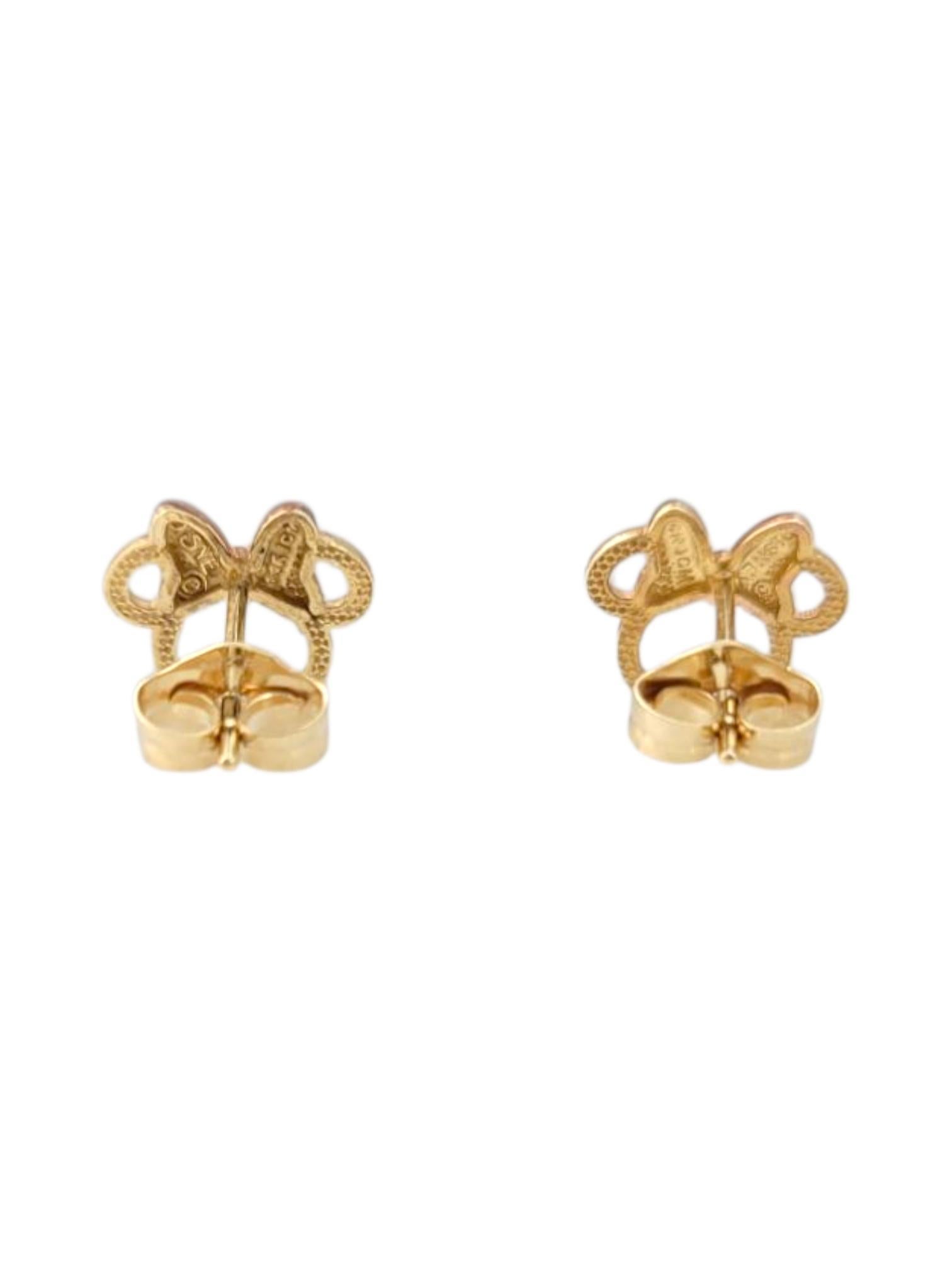 Disney 14K Yellow Gold Mini Mouse Stud Earrings #21733 In Good Condition For Sale In Washington Depot, CT