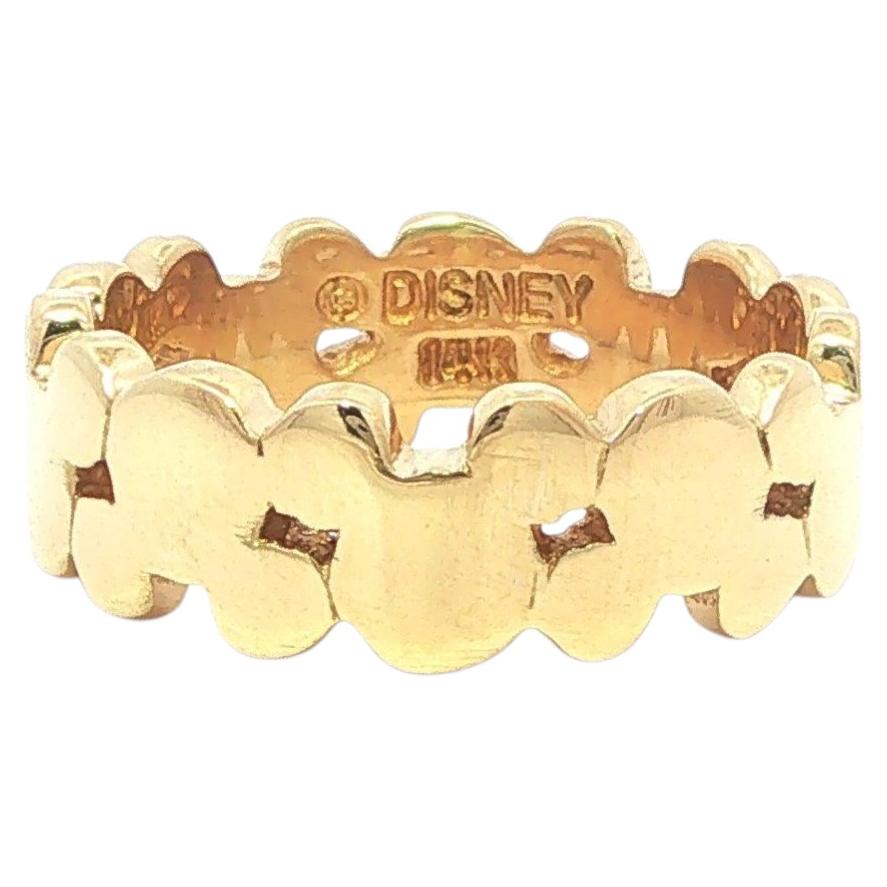 Disney Bague d'éternité en or jaune 14k Mickey Mouse poli Taille 6.5 en vente