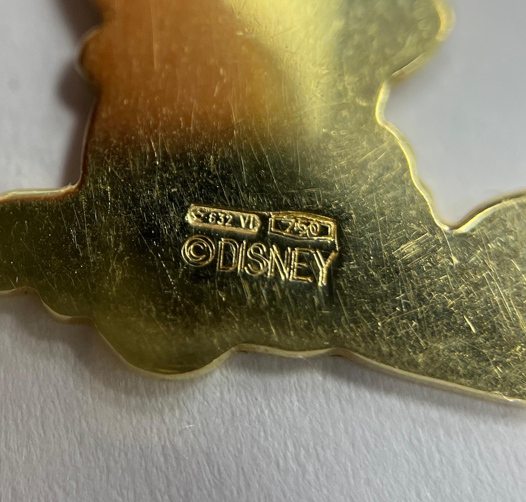 Women's or Men's Disney 18K Yellow Gold Baby Mickey Mouse Enamel Charm Pendant Necklace For Sale