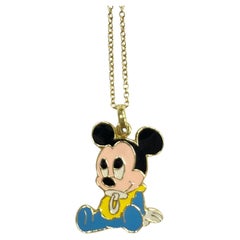 Collana con ciondolo smaltato Disney Baby Mickey Mouse in oro giallo 18K
