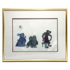 Disney Animation Cel, Rabbit & Owls from Robin Hood Authentication Stamp, 1973