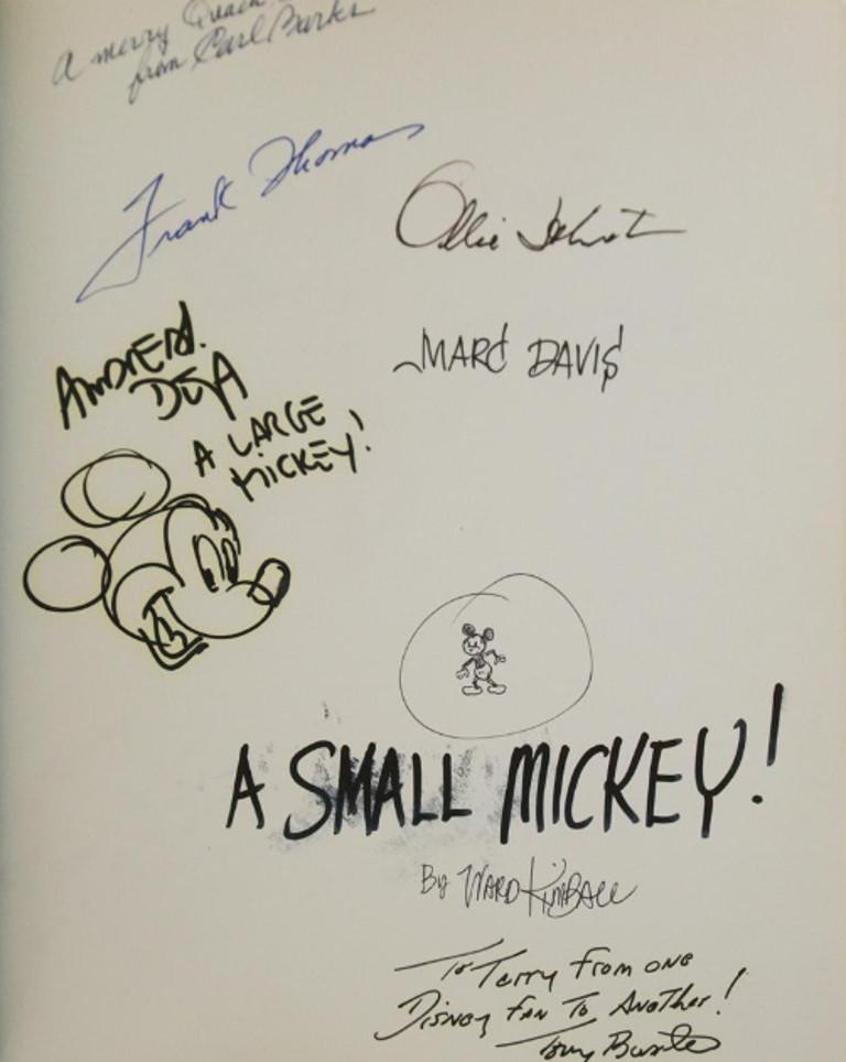 - Signed first edition copy of Walt Disney's America book

- Autographs of 12 Disney animators and voice actors, including four of the legendary 