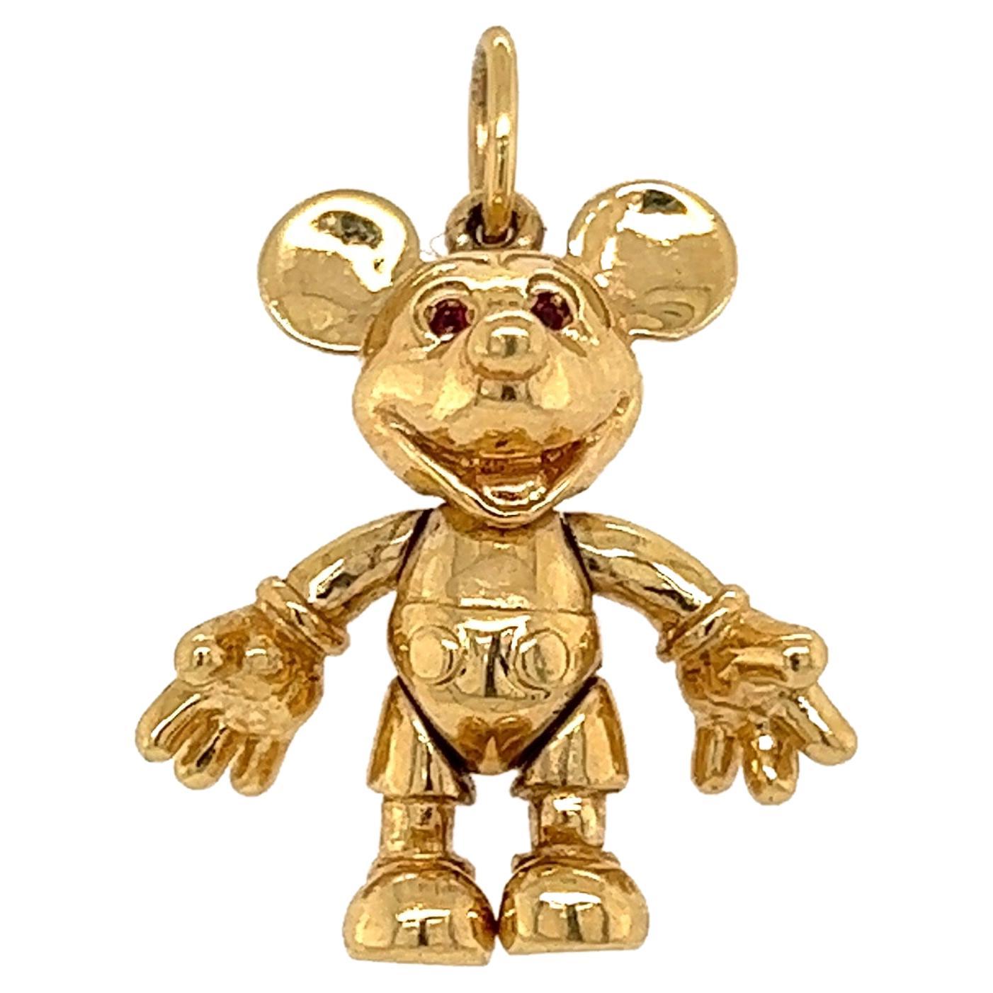 Disney Articulated Mickey Mouse Gold Charm Pendant Necklace