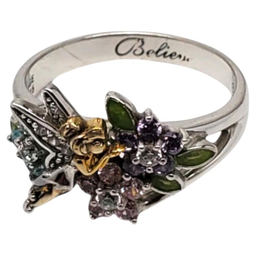 Disney BGE Anillo de plata de ley Believe Tinker Bell Tamaño 8,25 #19579