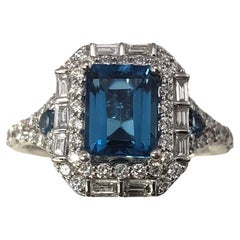 Disney Cinderella 14 Karat White Gold London Blue Topaz and Diamond Ring