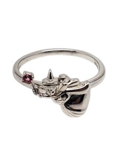 Vintage Disney Cinderella Sterling Pink Tourmaline Fairy Godmother Ring Size 7 #20604