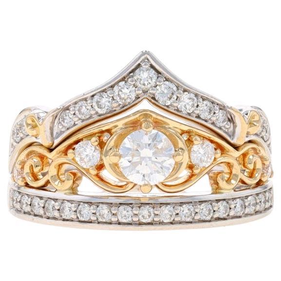 Disney Cinderella Tiara Diamond Engagement Ring & Wedding Band - White Gold 14k For Sale