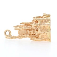 Disney Cinderella's Castle Charm Yellow Gold, 14k Theme Park Souvenir Pendant
