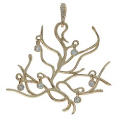 Disney Diamond Freeform Vines Anhänger - Gelbgold 10k Rd .50ctw Ozean Koralle