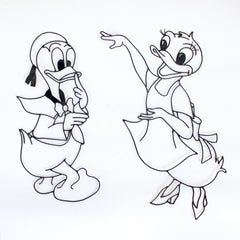 Disney " Donald & Daisy Duck " Wall Decoration In Metal, 1960s
