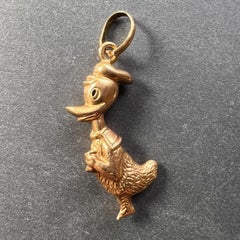Cartoon Duck 18K Yellow Gold Charm Pendant