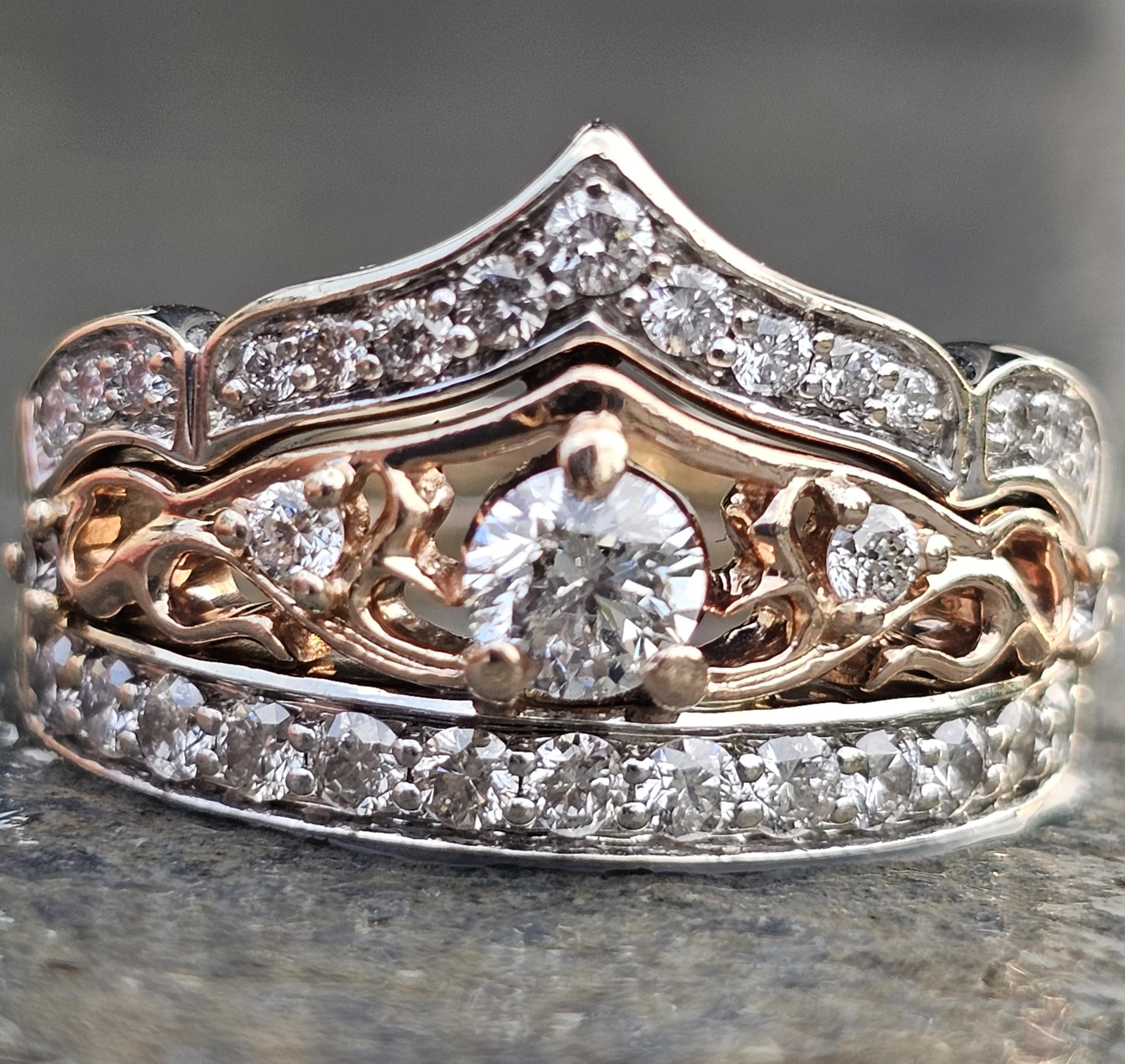 Donna Disney Principessa Incantata Tiara Anello di fidanzamento con diamante saldato 14k sz 8 in vendita