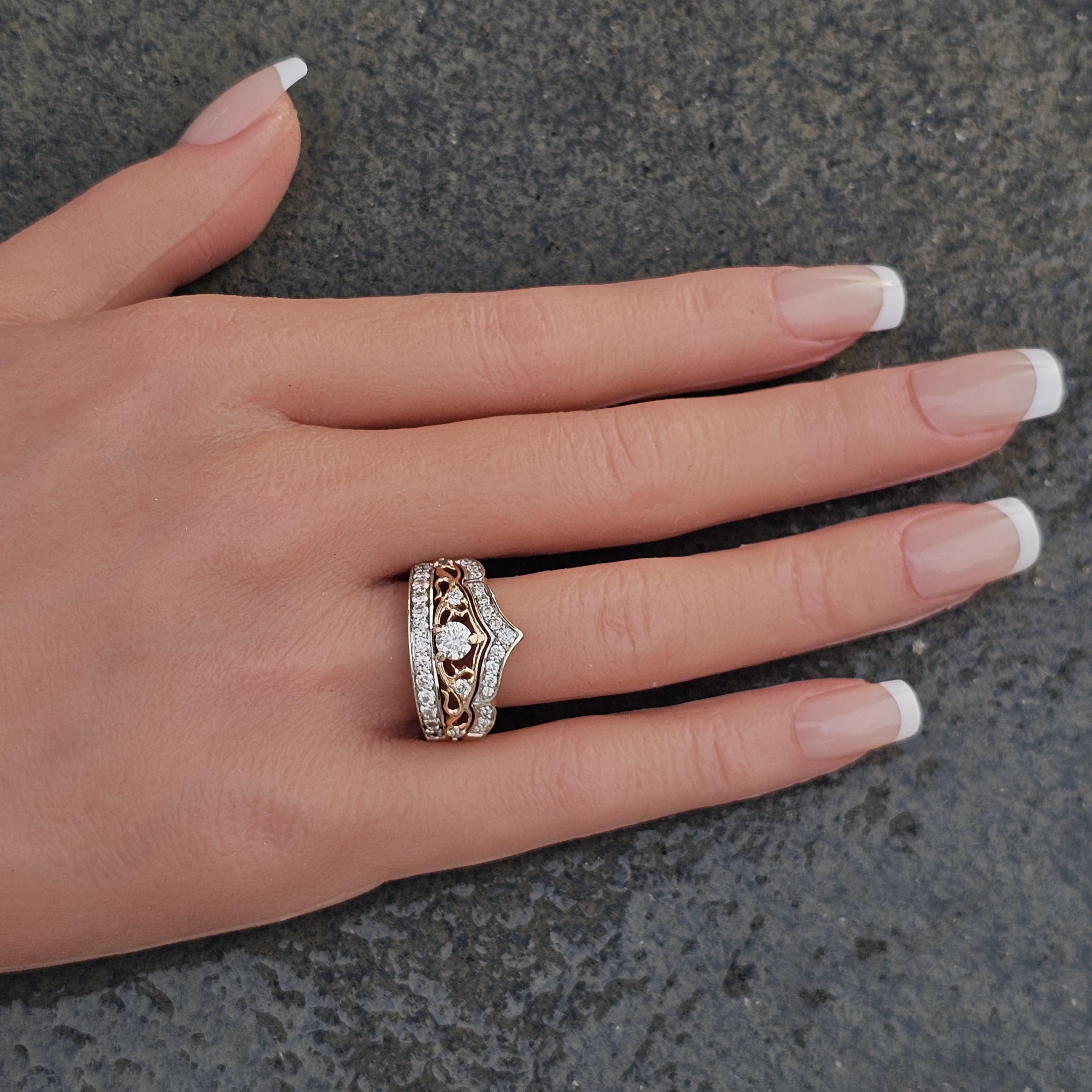 Disney Principessa Incantata Tiara Anello di fidanzamento con diamante saldato 14k sz 8 in vendita 3
