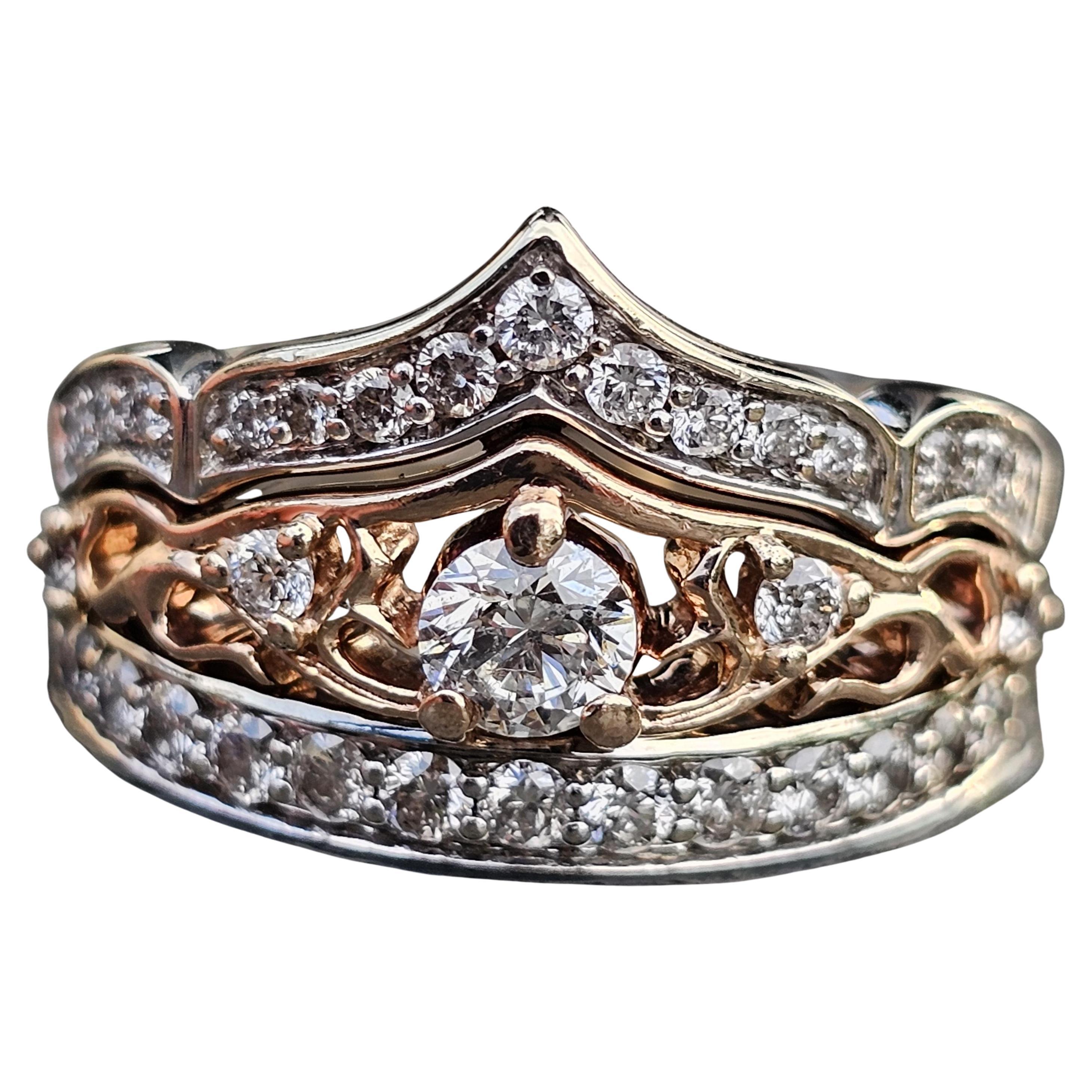 Disney Principessa Incantata Tiara Anello di fidanzamento con diamante saldato 14k sz 8 in vendita