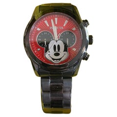 Disney Invicta Herrenuhr aus Edelstahl Mickey Mouse Quarz in Schwarz und Rot