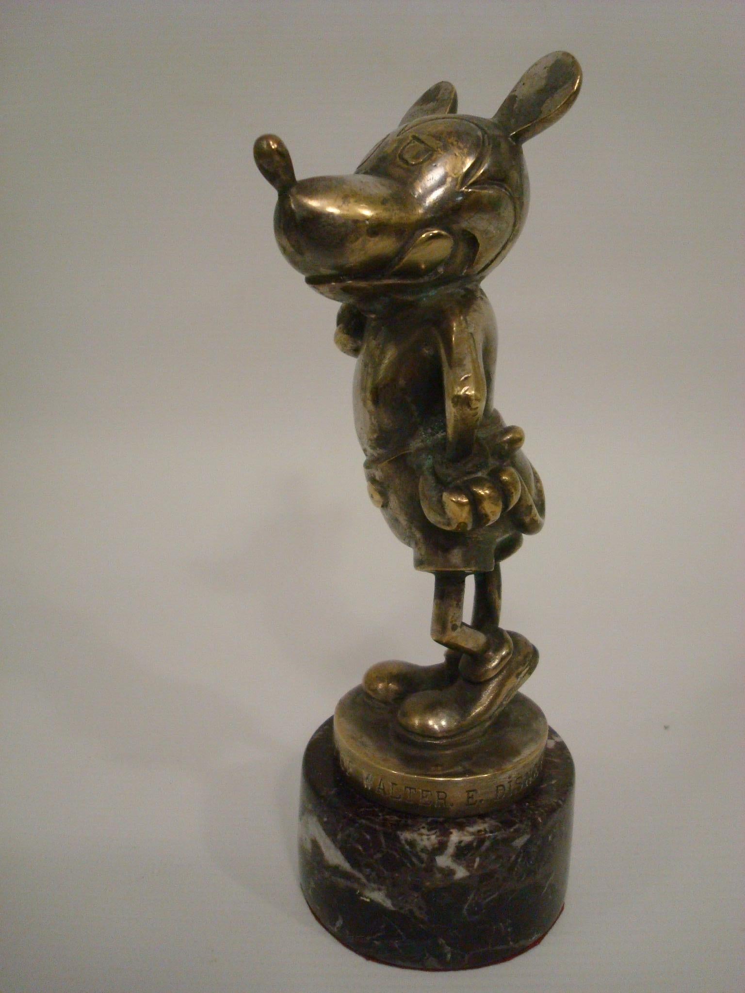 Silvered Disney Mickey Mouse Car Mascot, Hood Ornament Automobilia, British, circa 1930