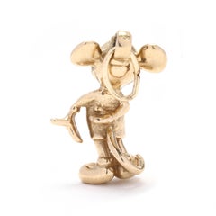 Disney Mickey Mouse Charm, 14K Yellow Gold, Length .75 Inches, Small Gold Charm