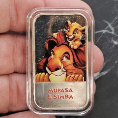 Disney Mufasa Simba Enamel Art Bar 999 1 oz troy Ingot Bullion Lion King US Post