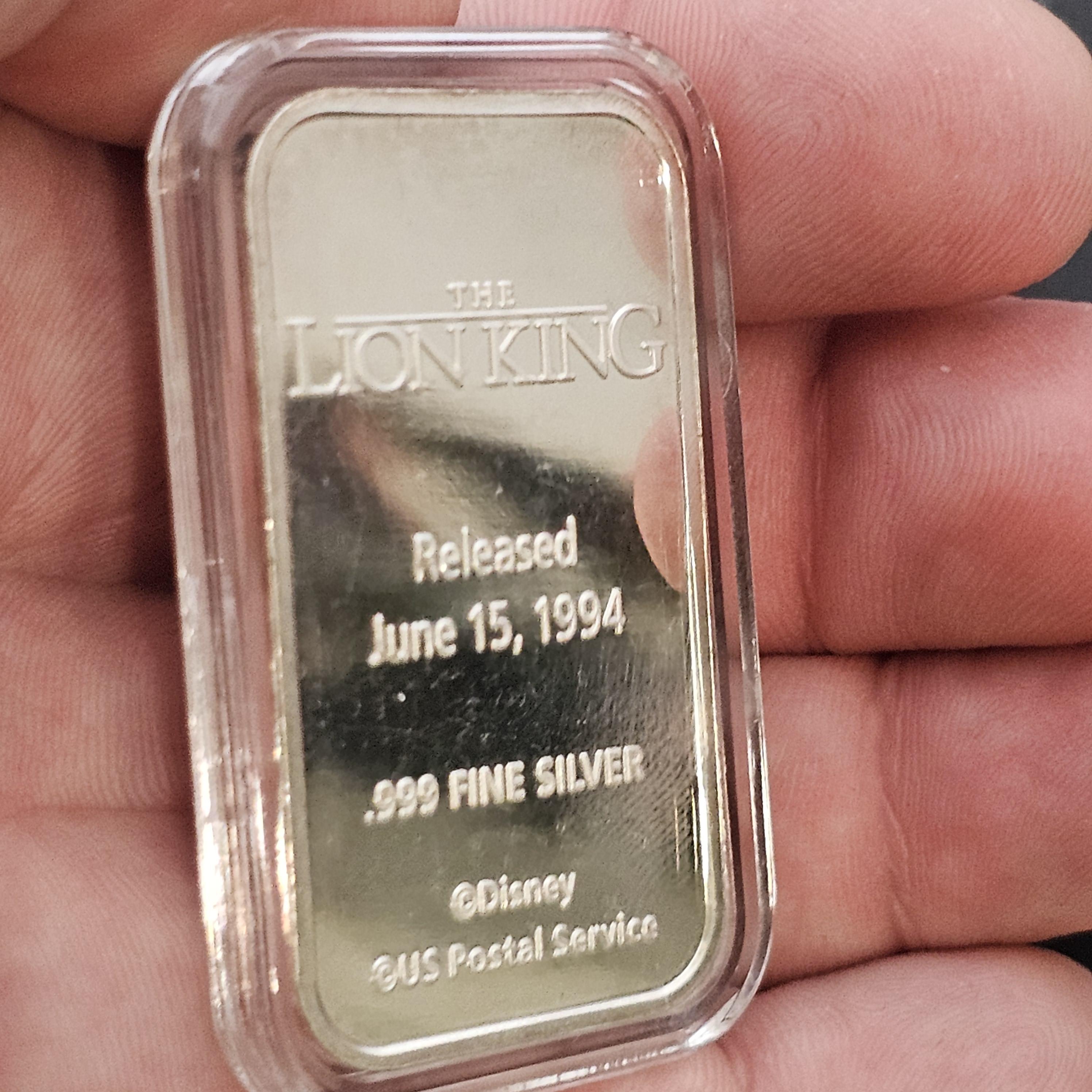 Disney Mufasa Simba Enamel Art Bar 999 1 oz troy Lingot Bullion Lion King US Post Bon état - En vente à Northbrook, IL