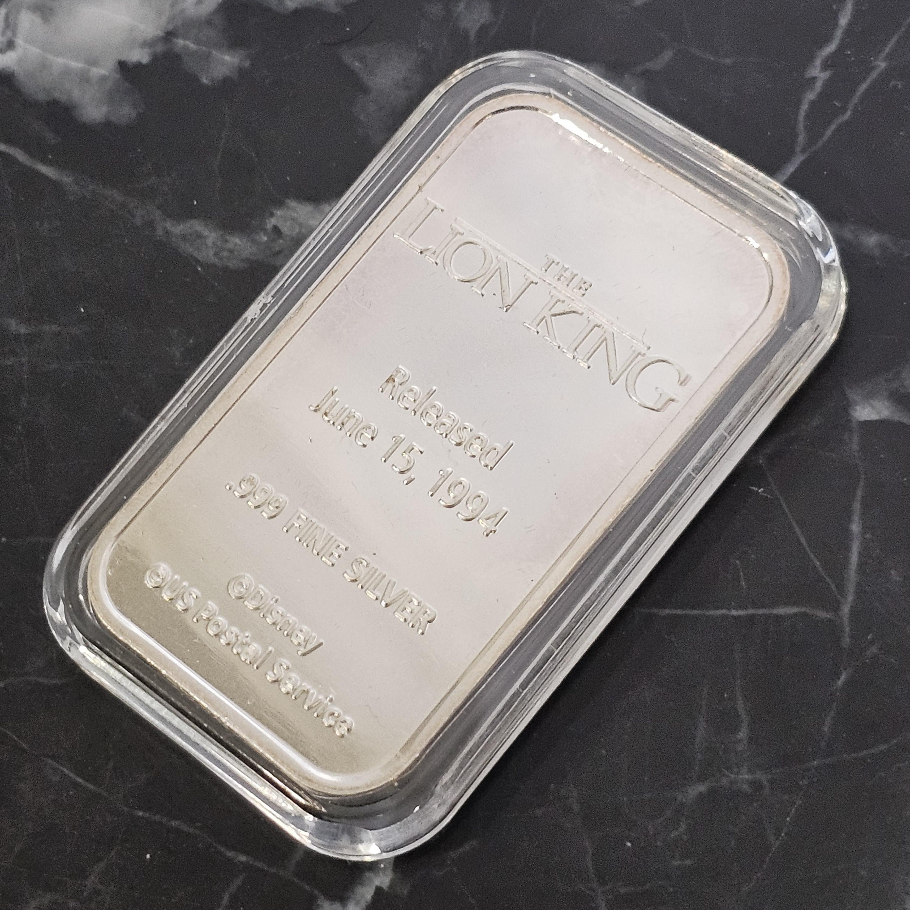 Disney Mufasa Simba Enamel Art Bar 999 1 oz troy Lingot Bullion Lion King US Post en vente 1