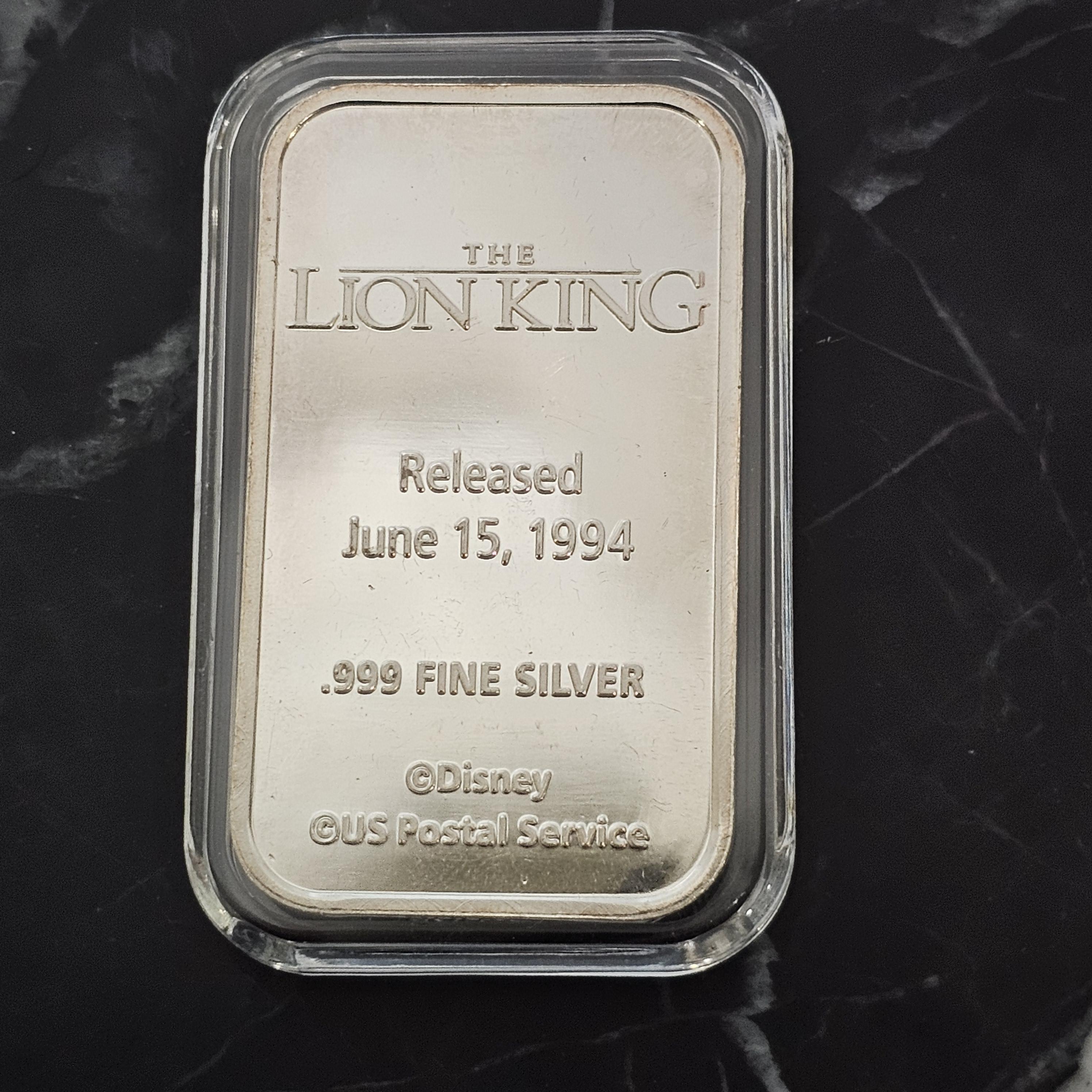 Disney Mufasa Simba Enamel Art Bar 999 1 oz troy Lingot Bullion Lion King US Post en vente 2