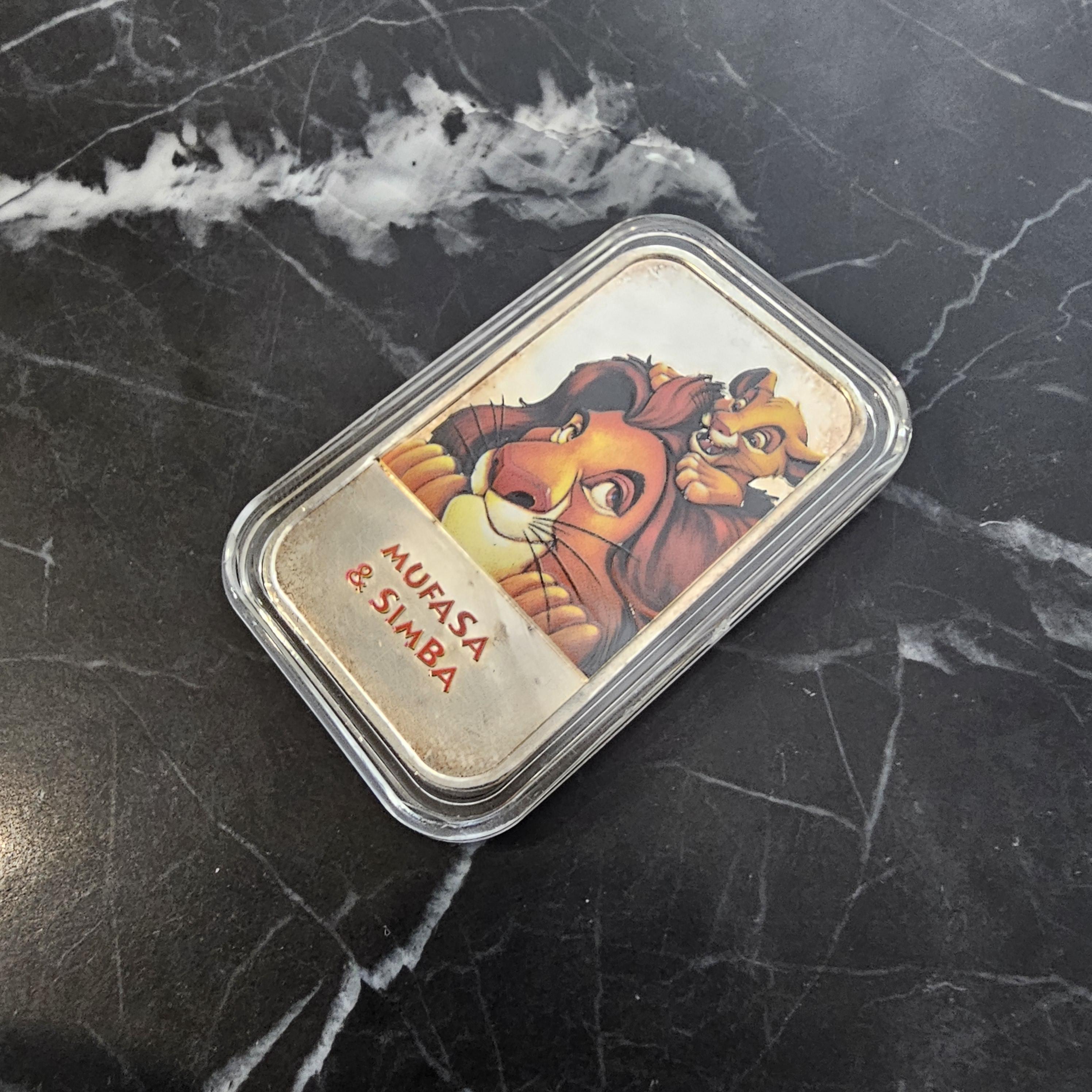 Disney Mufasa Simba Enamel Art Bar 999 1 oz troy Lingot Bullion Lion King US Post en vente 3