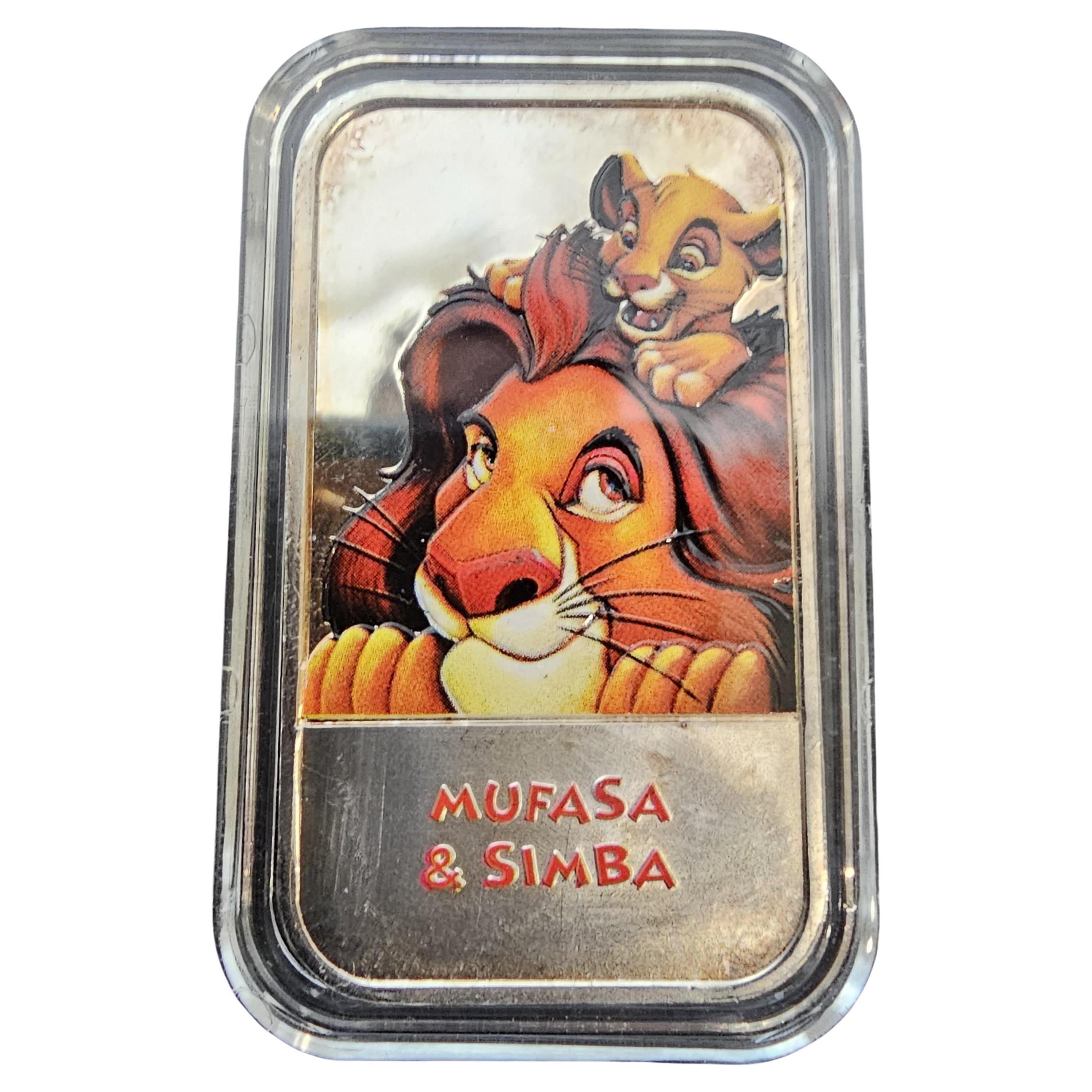 Disney Mufasa Simba Enamel Art Bar 999 1 oz troy Lingot Bullion Lion King US Post