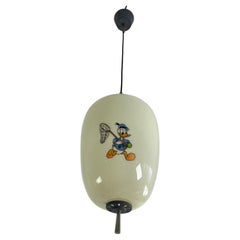 Lampe suspendue Disney par Doria Leuchten Germany Verre opalin décoré, années 1960