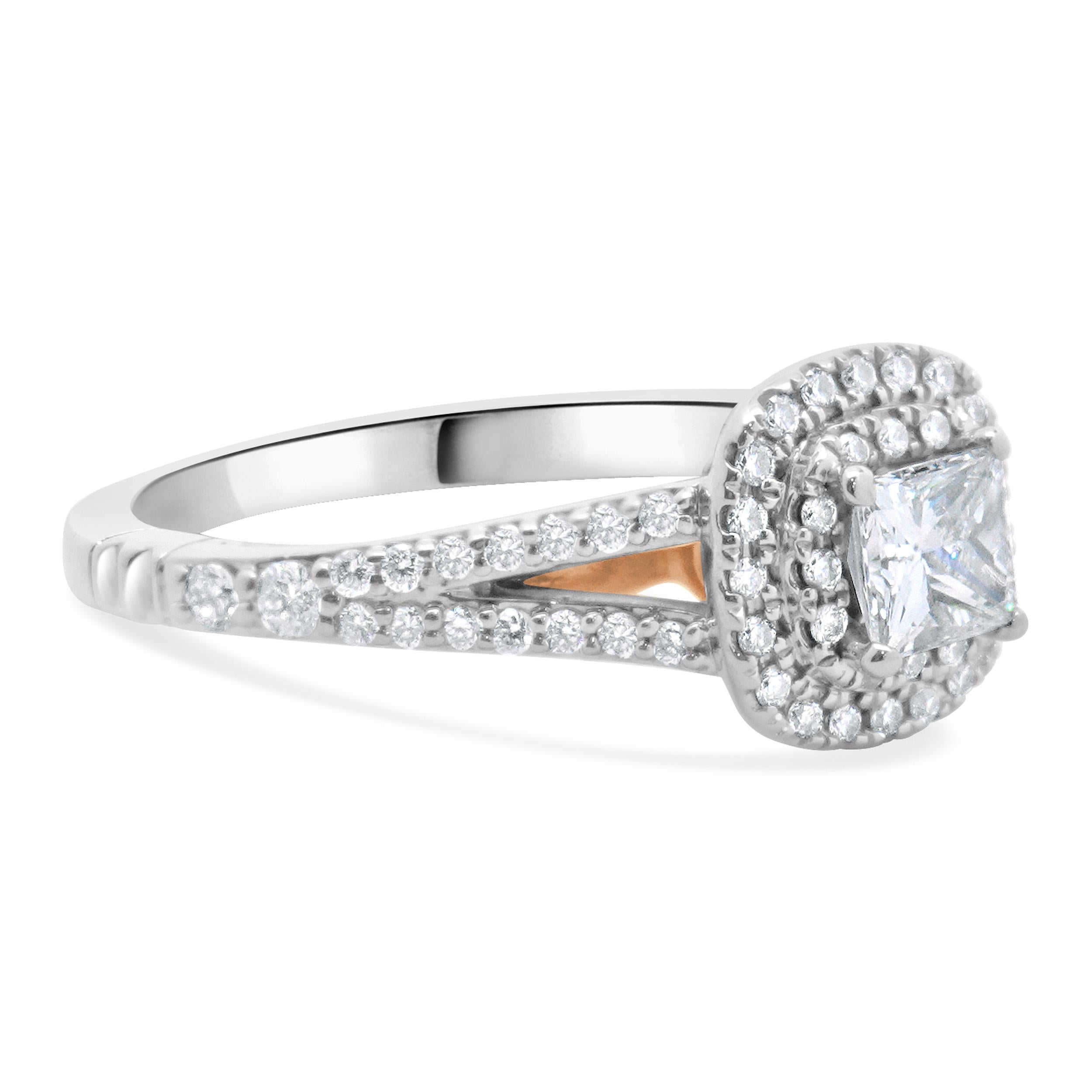 Disney Verlobungsring, Rose 14 Karat Weißgold Diamant (Rundschliff) im Angebot