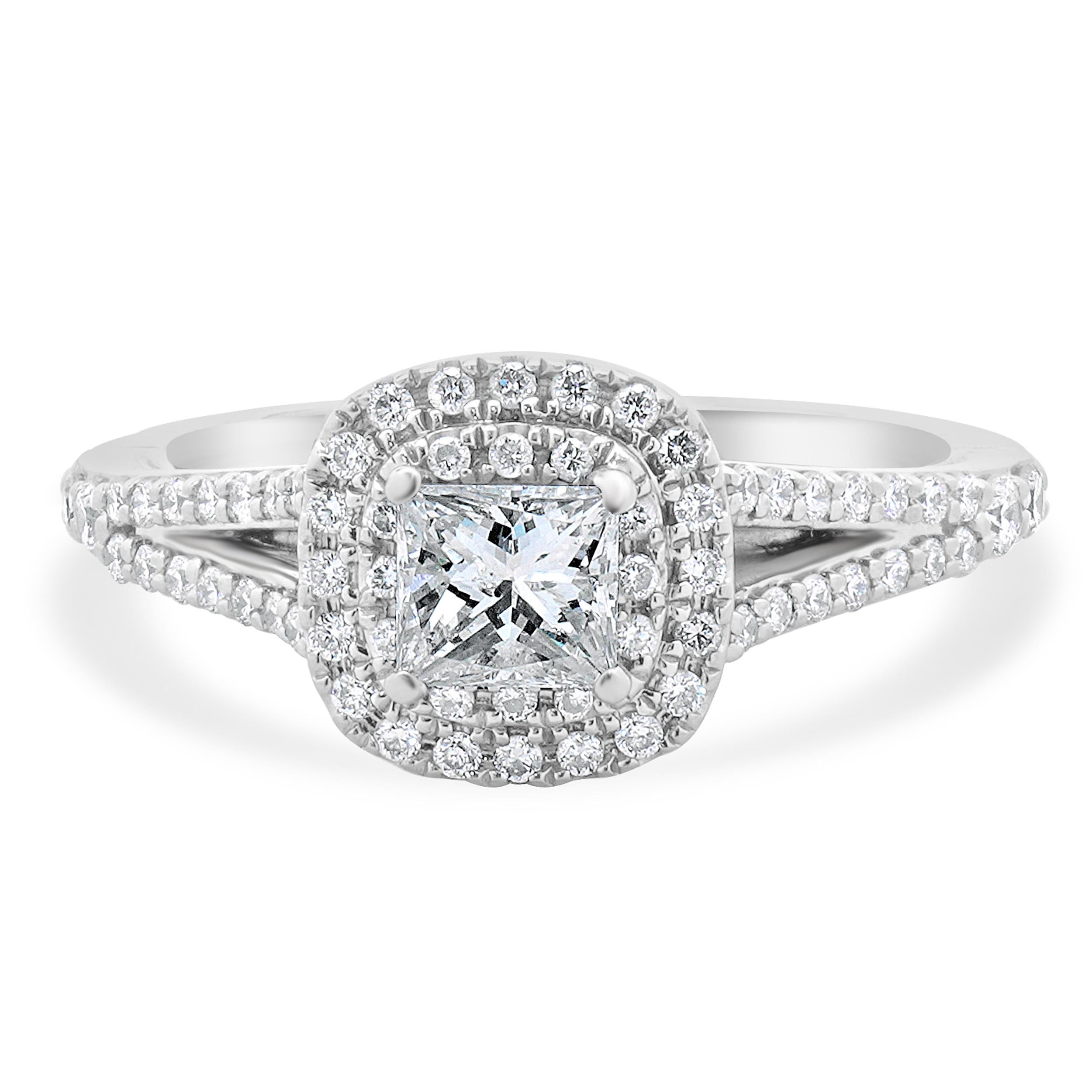 Disney “Rose” 14 Karat White Gold Diamond Engagement Ring For Sale