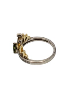 Disney Sterling Silver & 10K Peridot Diamond Tiara Ring Size 7 #20570