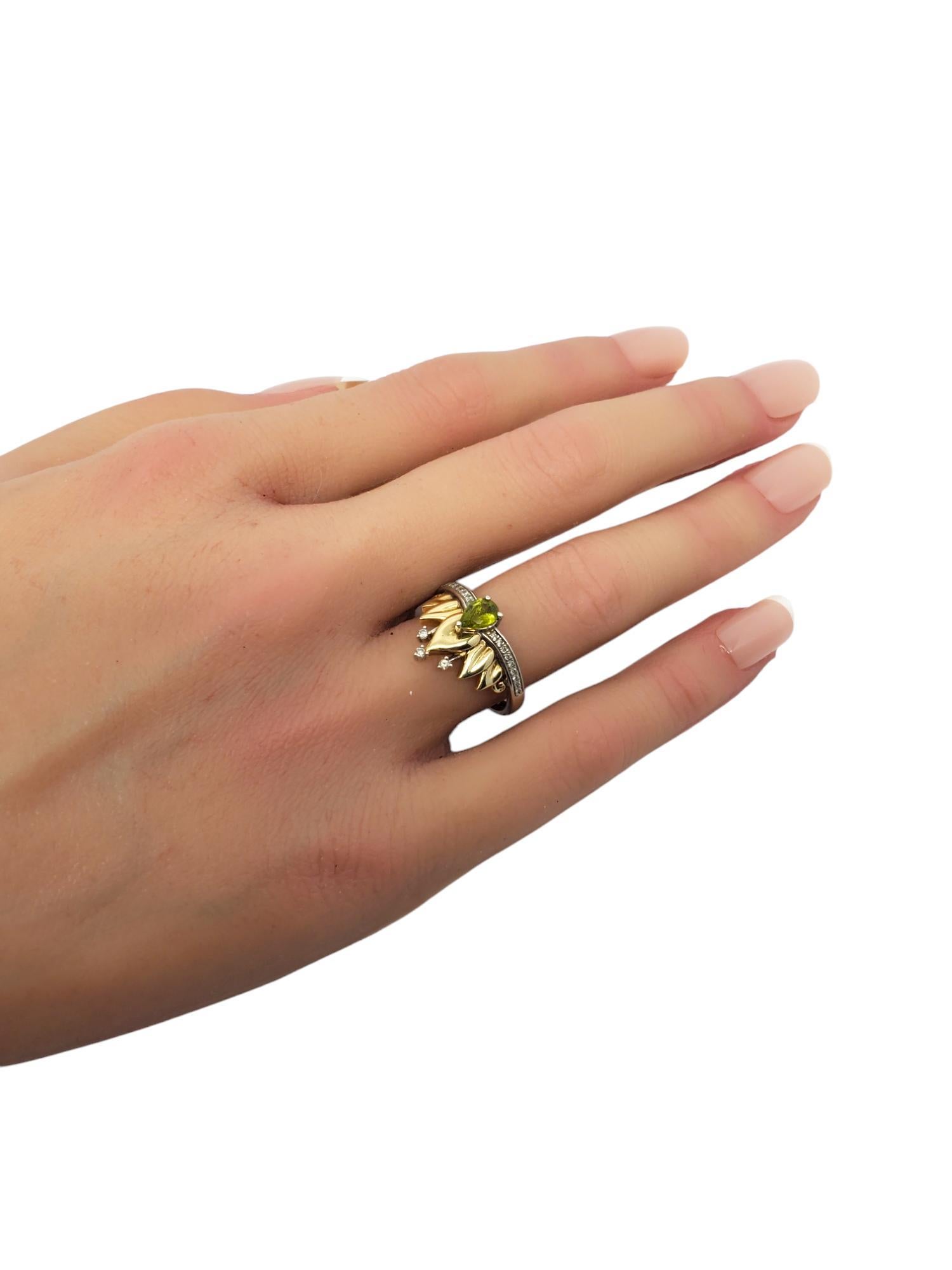 Disney Anillo Tiara de Plata de Ley y Diamantes Peridoto 10K Talla 7 #20570 en venta 2