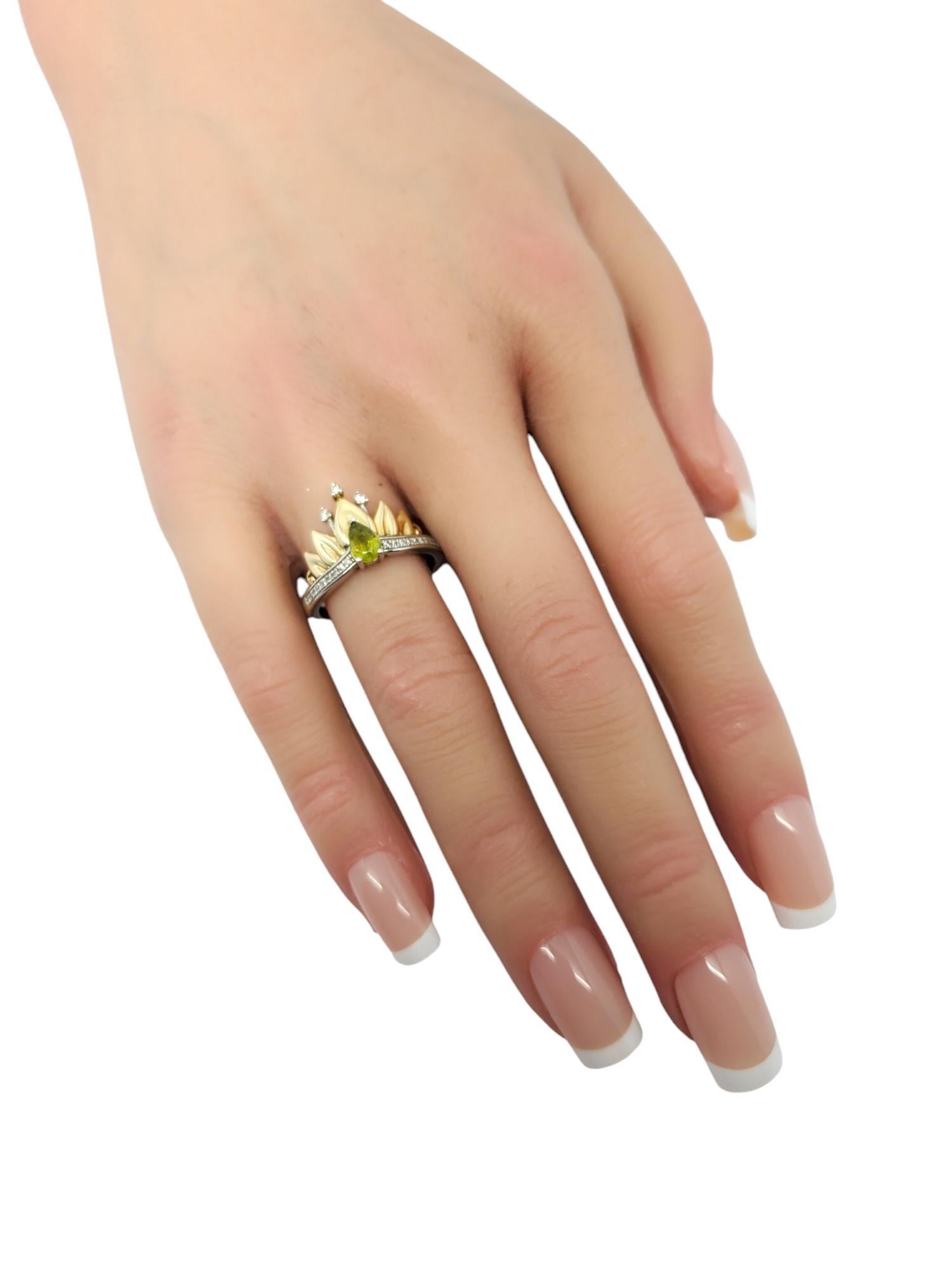 Disney Anillo Tiara de Plata de Ley y Diamantes Peridoto 10K Talla 7 #20570 en venta 3